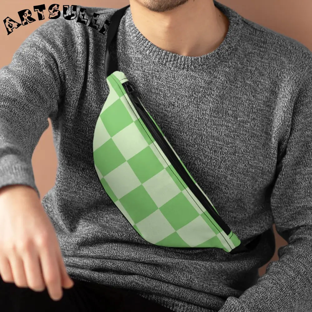 JAKKOUTTHEBXX Checkerboard Green Fanny Pack JAKKOUTTHEBXX Artsulli