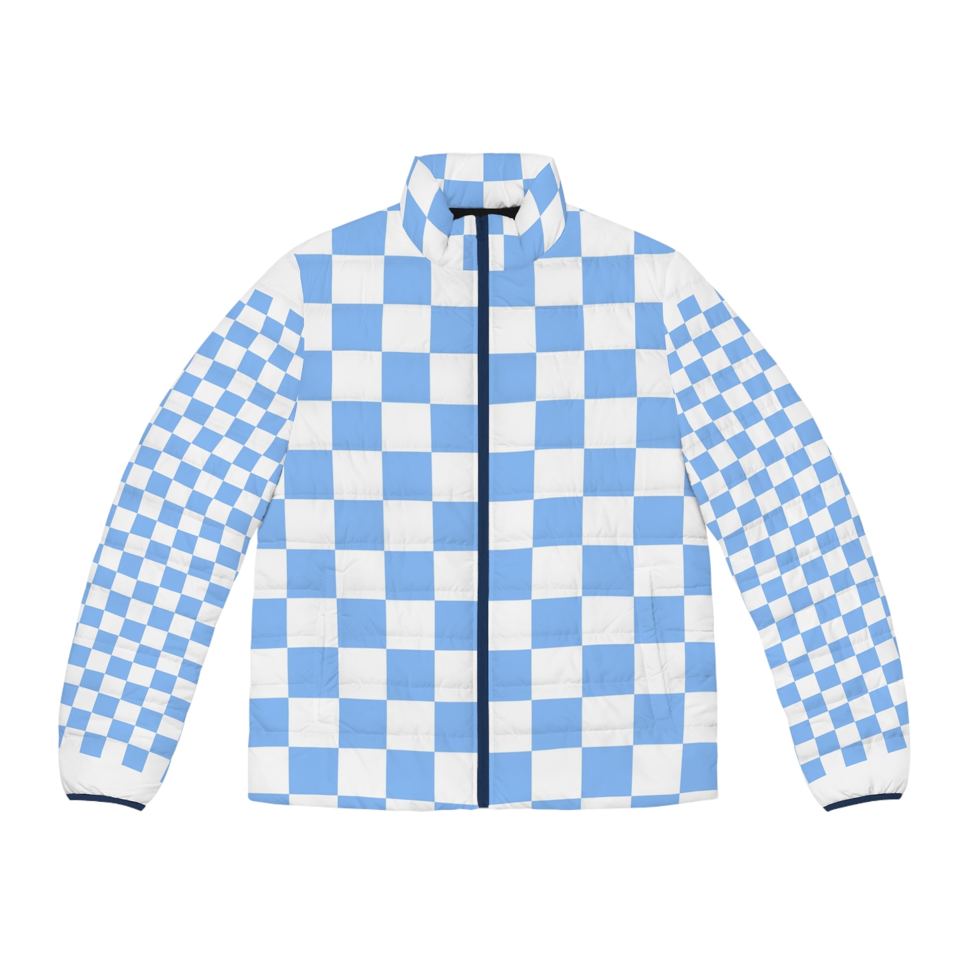 Men's Puffer Jacket (AOP), Artsulli - Art is Long, Life is Short, All Over Prints, Size, S, Color, Dark blue zipper, , , 29063467869938335665