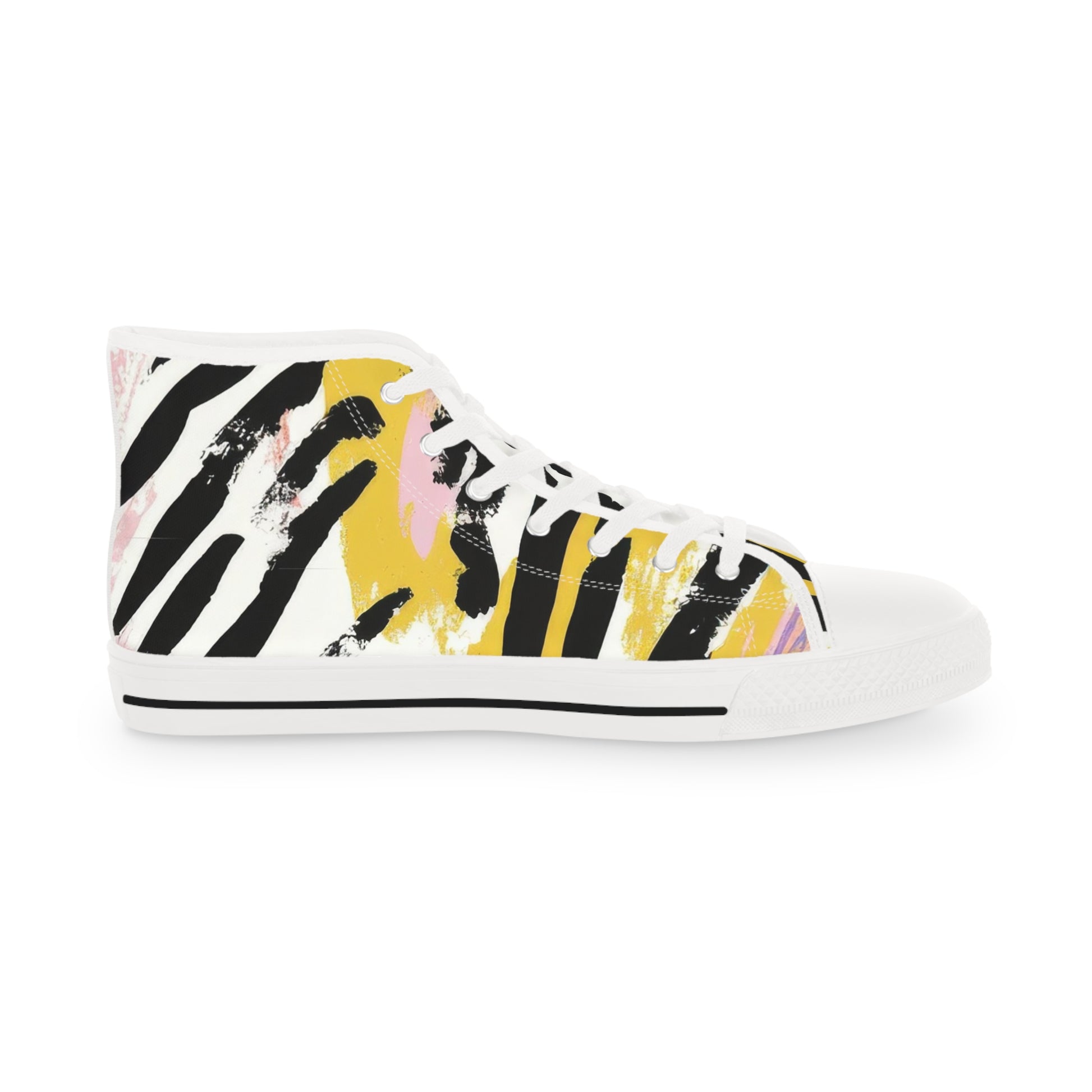 Wild Zebra Stripes x Paint Brush Strokes Multi-Color II Men's High Top Sneakers, Artsulli - Art is Long, Life is Short, Shoes, , , , , , , 