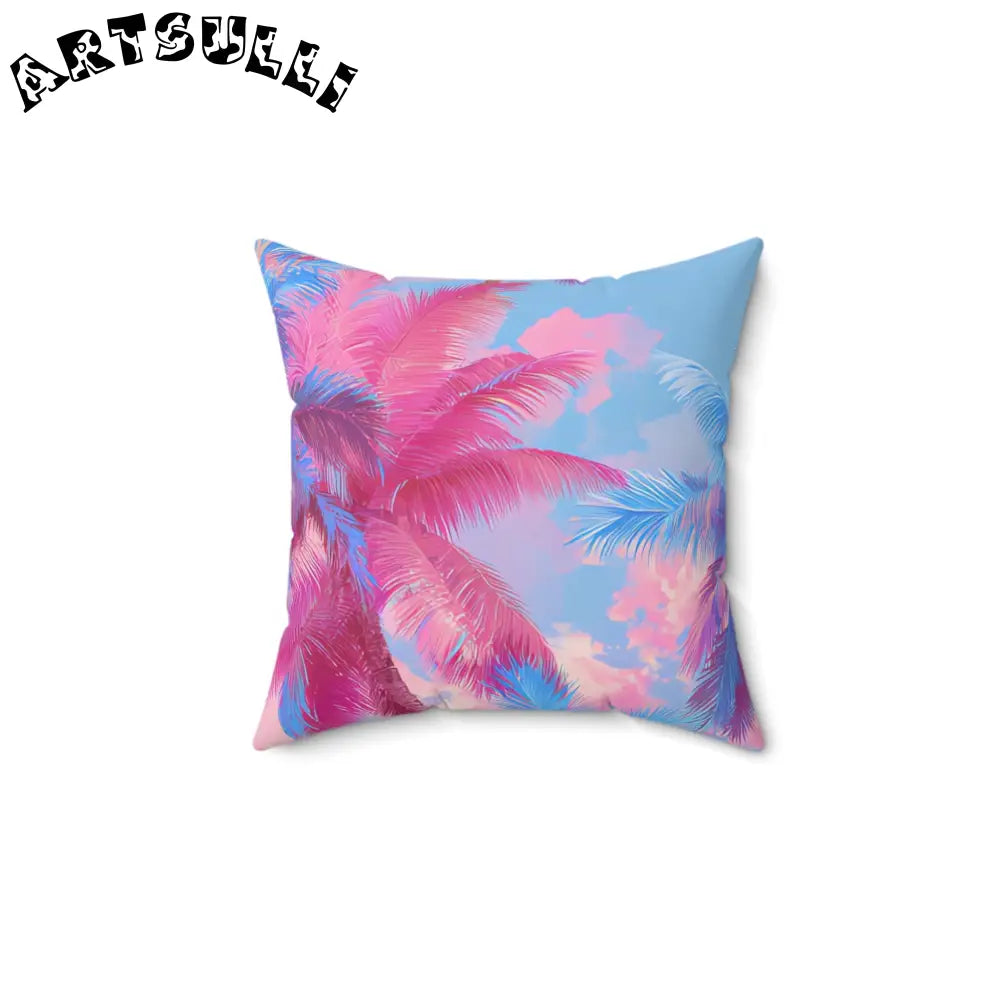 JAKKOUTTHEBXX Ethereal Pastel Palms Spun Polyester Square Pillow