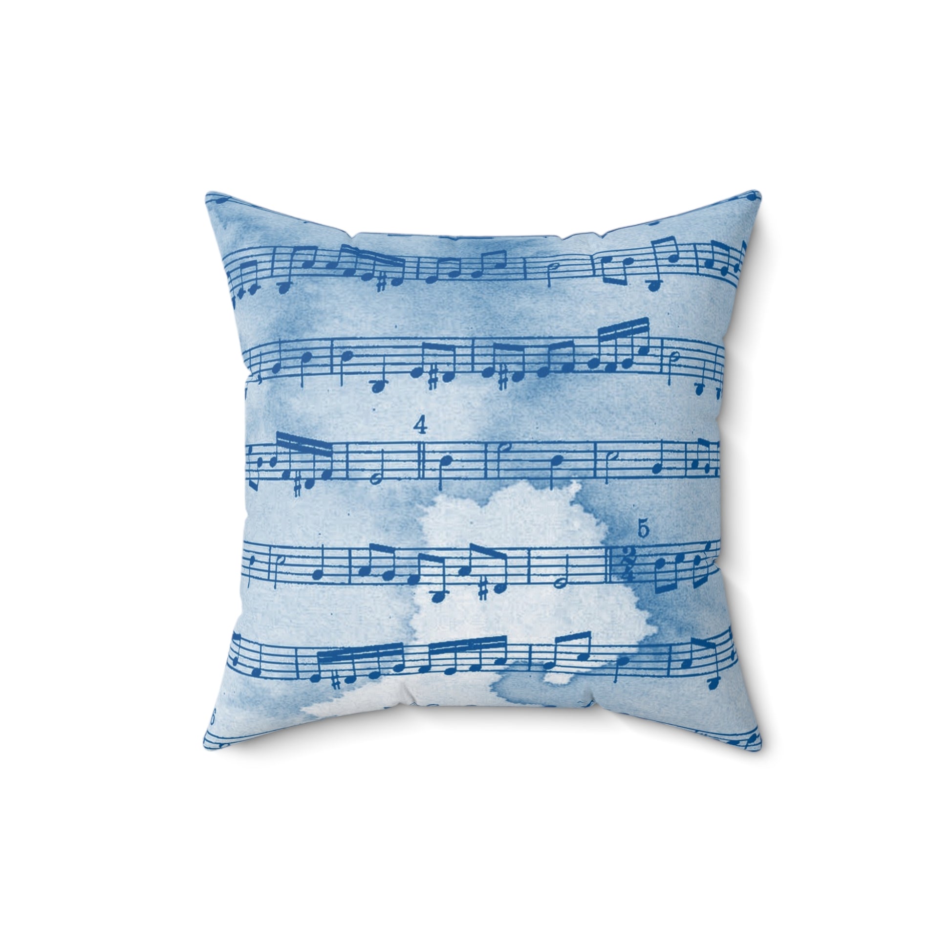 Drip Spill Type Beat Sheet Music Blue Spun Polyester Square Pillow, Artsulli - Art is Long, Life is Short, Home Decor, Size, 16" × 16", , , , , 15466664632750283861