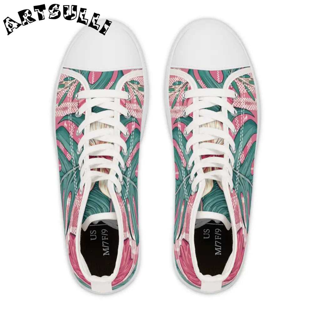 JAKKOUTTHEBXX Plaid x Floral Burgundy and Green Women’s High Top