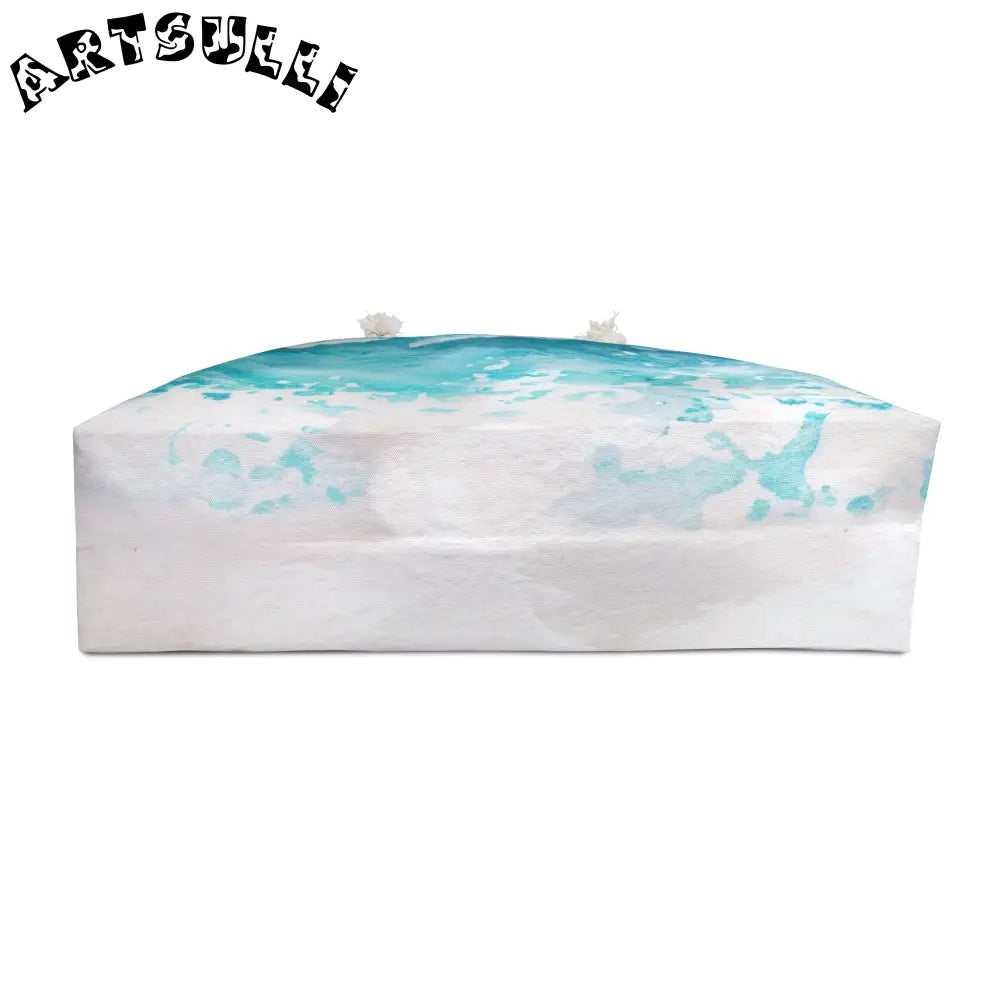 JAKKOUTTHEBXX Turquoise Watercolor Wave Weekender Tote JAKKOUTTHEBXX