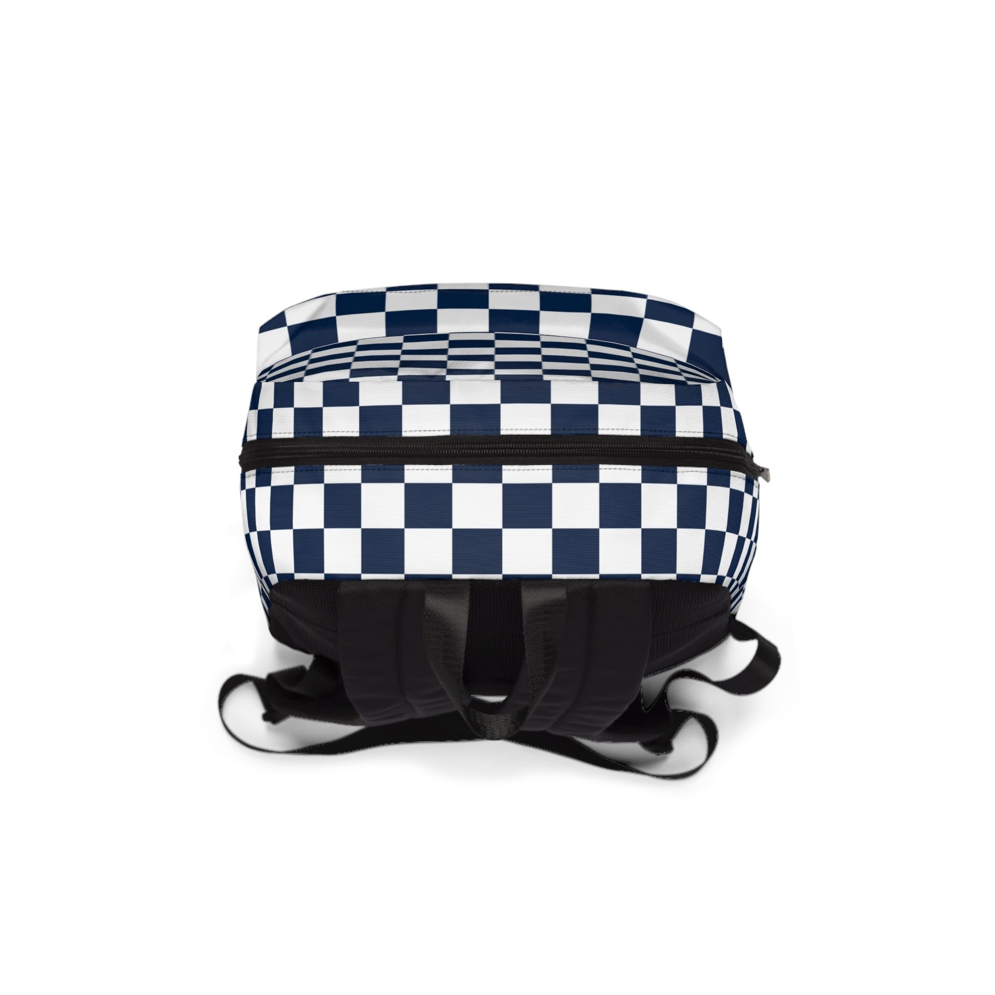 Checkerboard White and Navy Blue Unisex Classic Backpack, Artsulli - Art is Long, Life is Short, Bags, , , , , , , 
