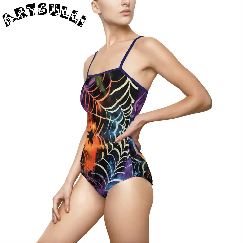 JAKKOUTTHEBXX Colorful Spider Web One-Piece Swimsuit 2025