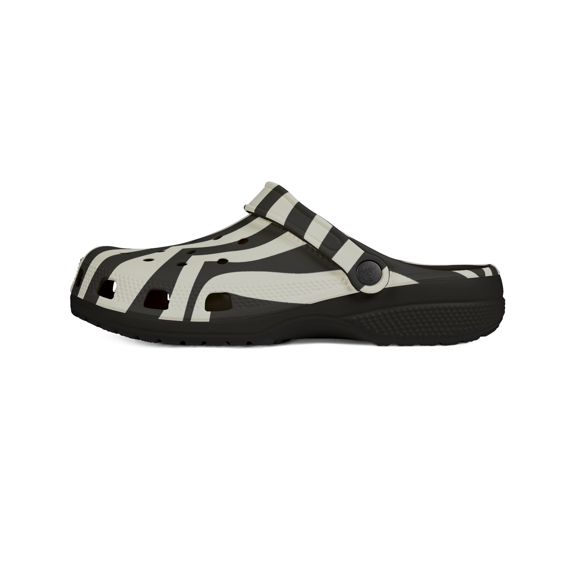 Melting Zebra Stripes Black and White EVA Foam Rubber Shoes (AOP), Artsulli - Art is Long, Life is Short, Shoes, , , , , , , 