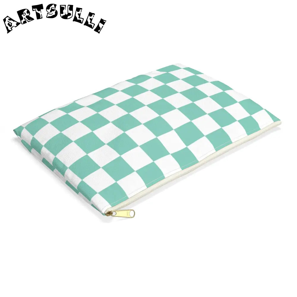 JAKKOUTTHEBXX Checkerboard Light Green Accessory Pouch JAKKOUTTHEBXX