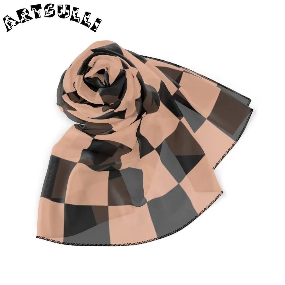 JAKKOUTTHEBXX Checkerboard Soft Orange and Black Poly Scarf