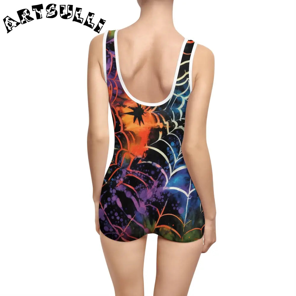 JAKKOUTTHEBXX Colorful Spider Web One-Piece Swimsuit 2025