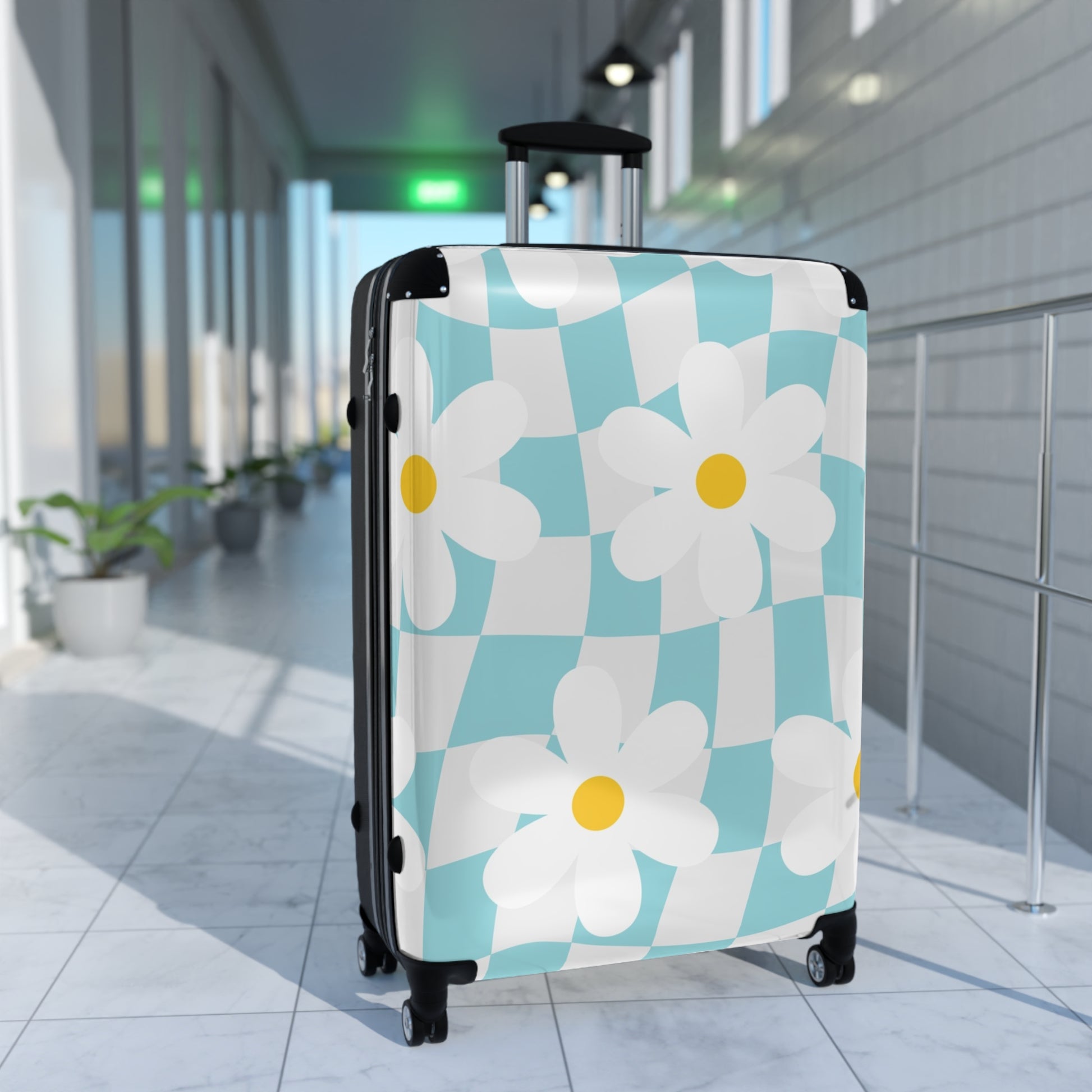 Trippy Check Garden Suitcase, Artsulli - Art is Long, Life is Short, Bags, , , , , , , 
