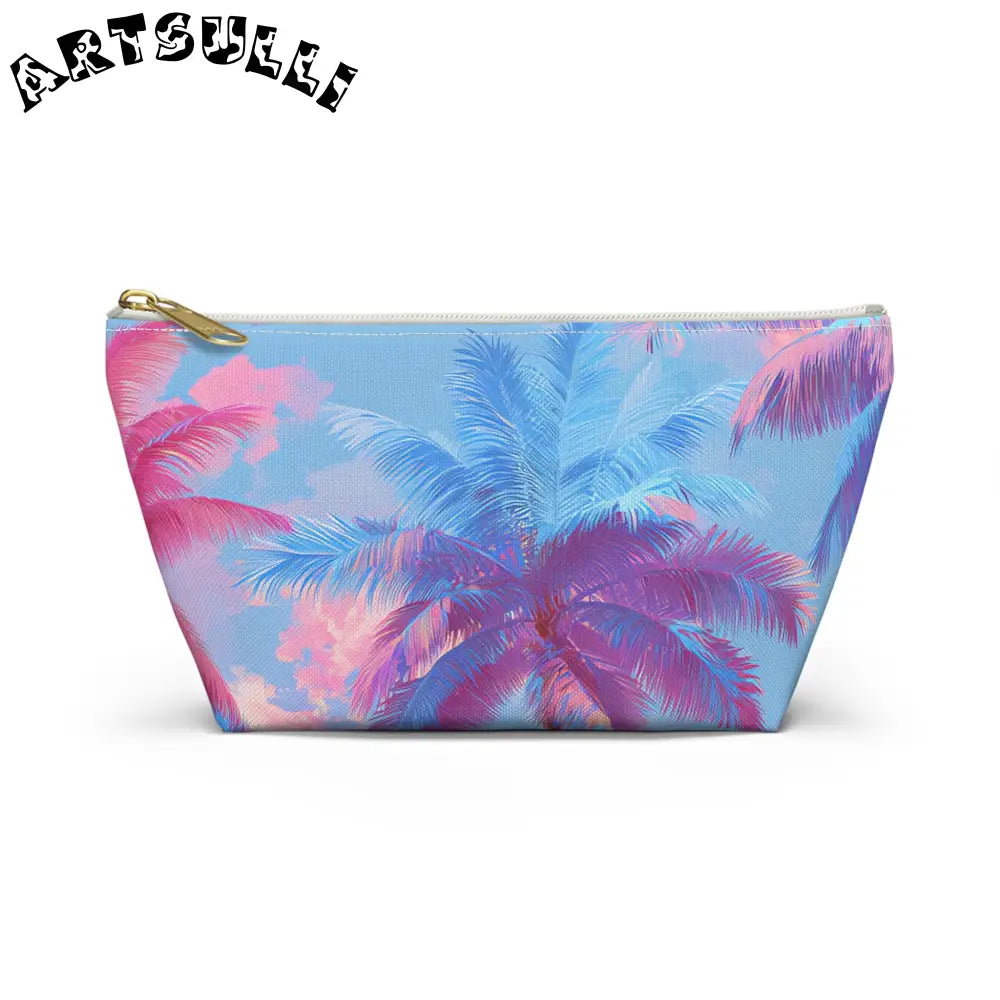 JAKKOUTTHEBXX Ethereal Pastel Palms II Blue and Pink Accessory Pouch
