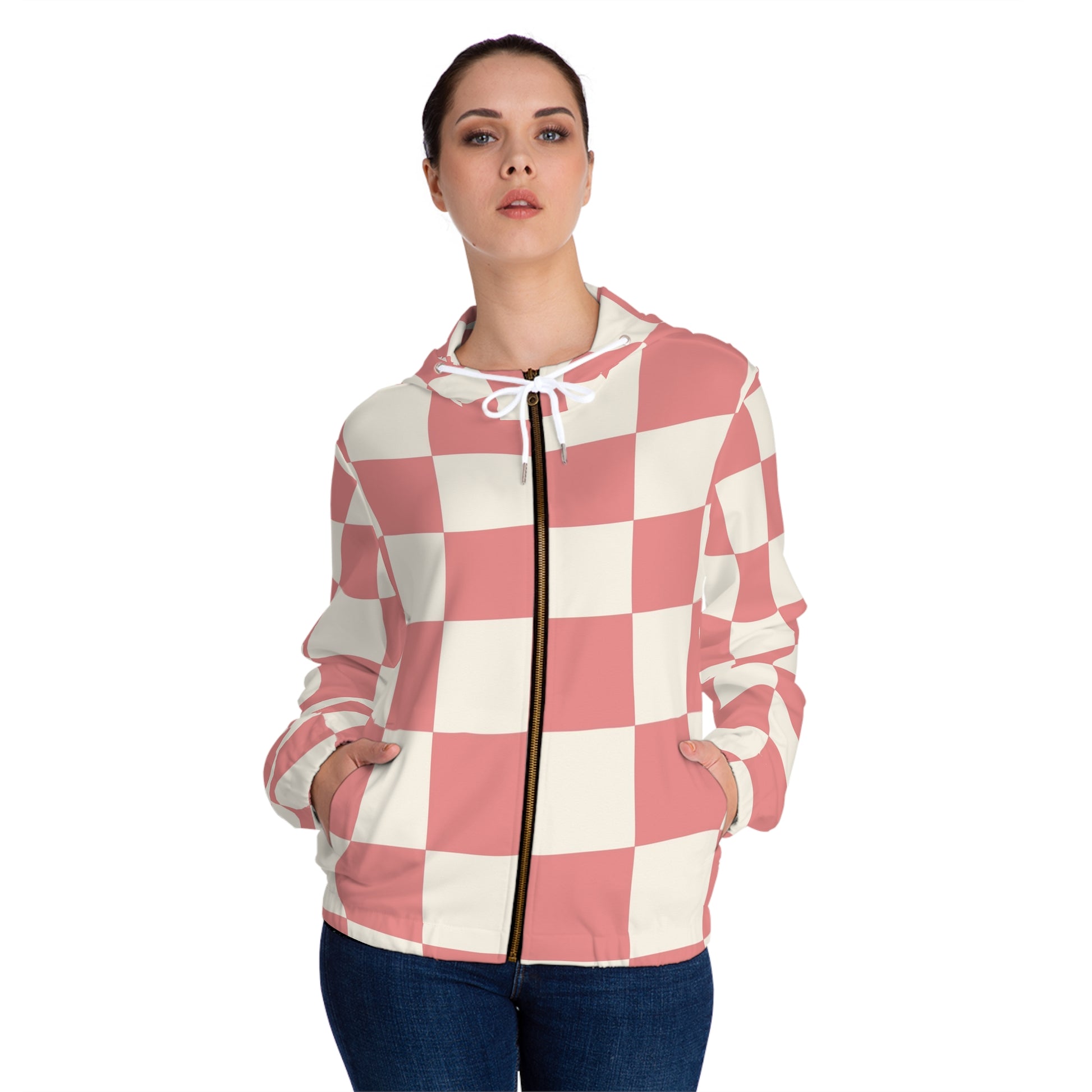 Retro Checkered Grassland Sprites Women’s Full-Zip Hoodie (AOP), Artsulli - Art is Long, Life is Short, All Over Prints, , , , , , , 