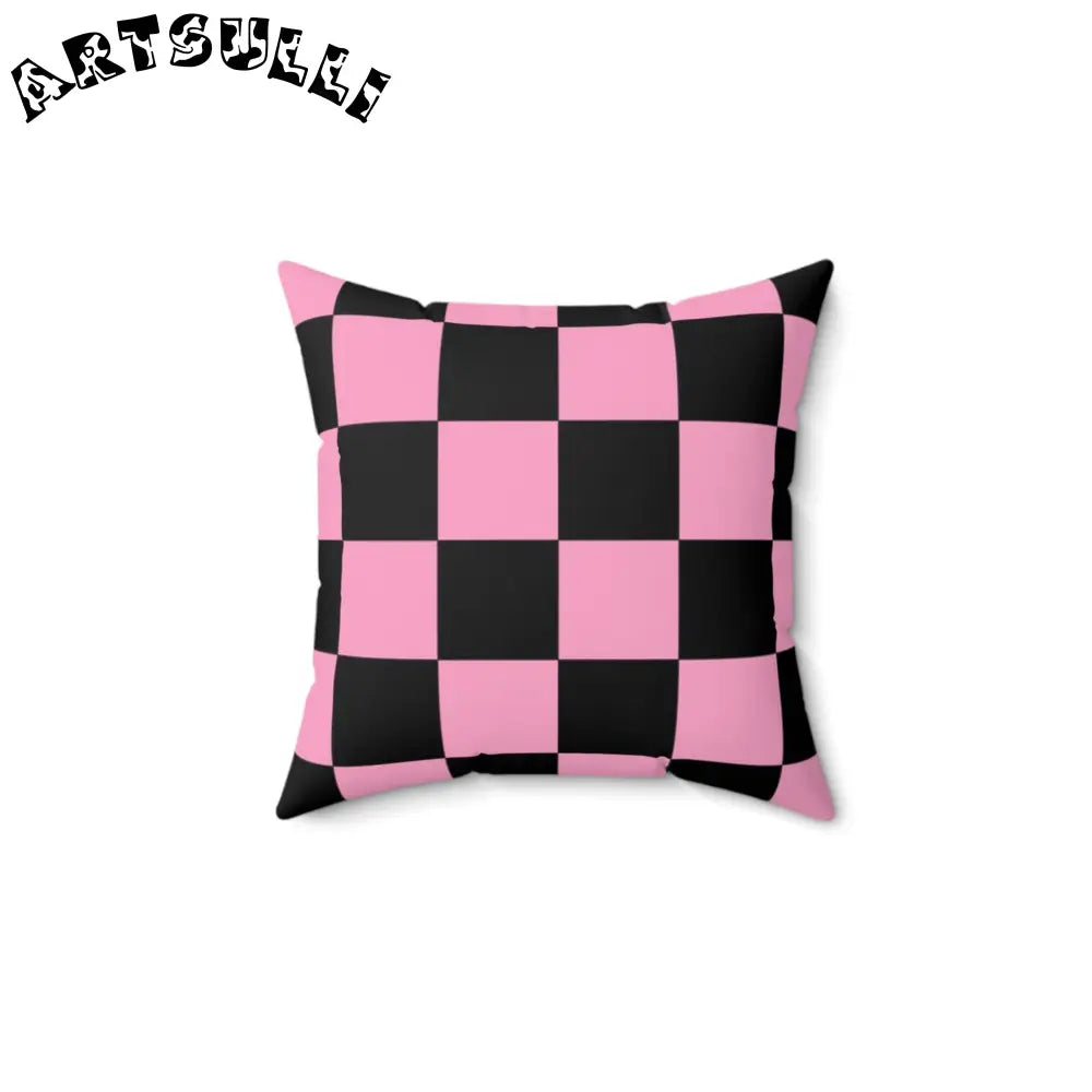 JAKKOUTTHEBXX Checkerboard Black and Pink Spun Polyester Square