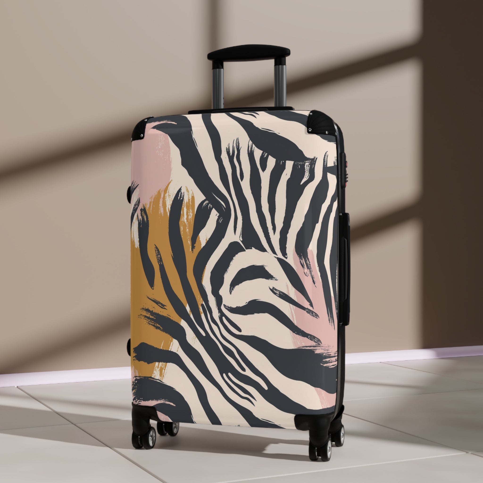 Zebra Brush Strokes Suitcase, Artsulli - Art is Long, Life is Short, Bags, , , , , , , 