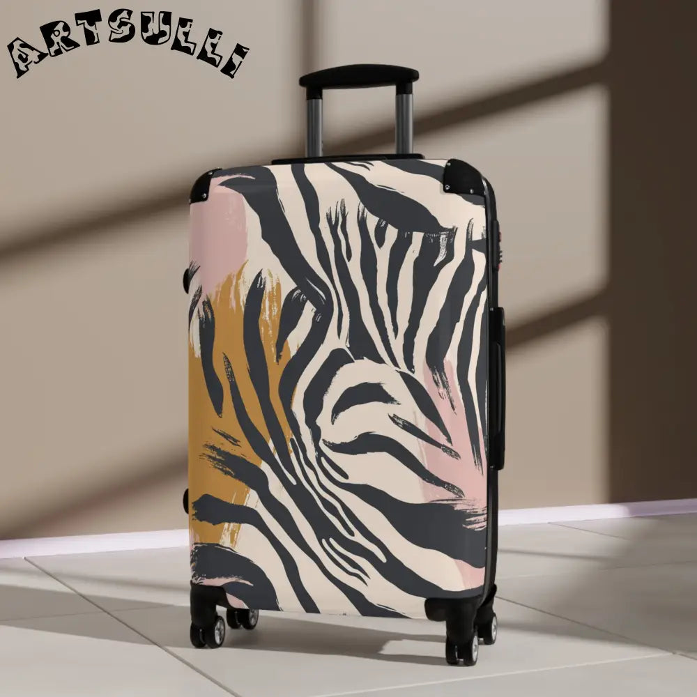 JAKKOUTTHEBXX Zebra Print Hard Shell Carry-On Luggage with Spinner
