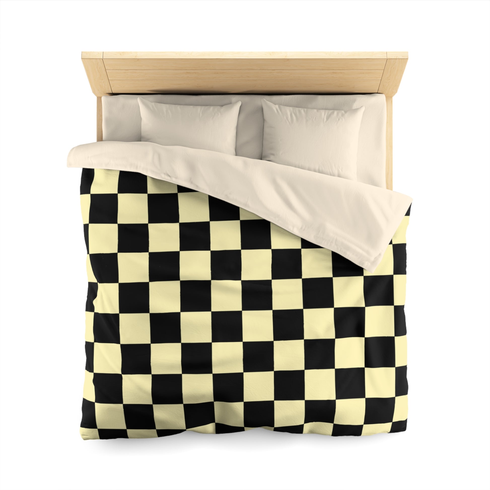 Checkerboard Black and Yellow Microfiber Duvet Cover, Artsulli - Art is Long, Life is Short, Home Decor, , , , , , , 
