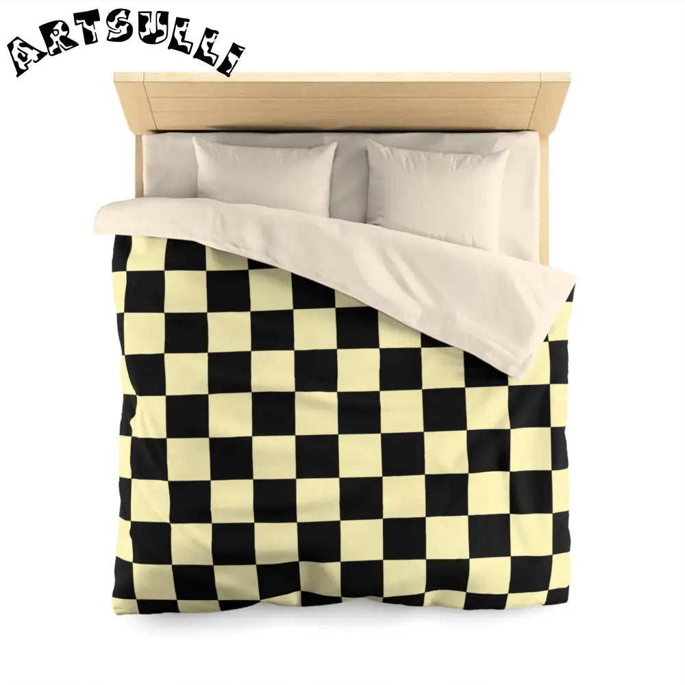 JAKKOUTTHEBXX Checkerboard Black and Yellow Microfiber Duvet Cover