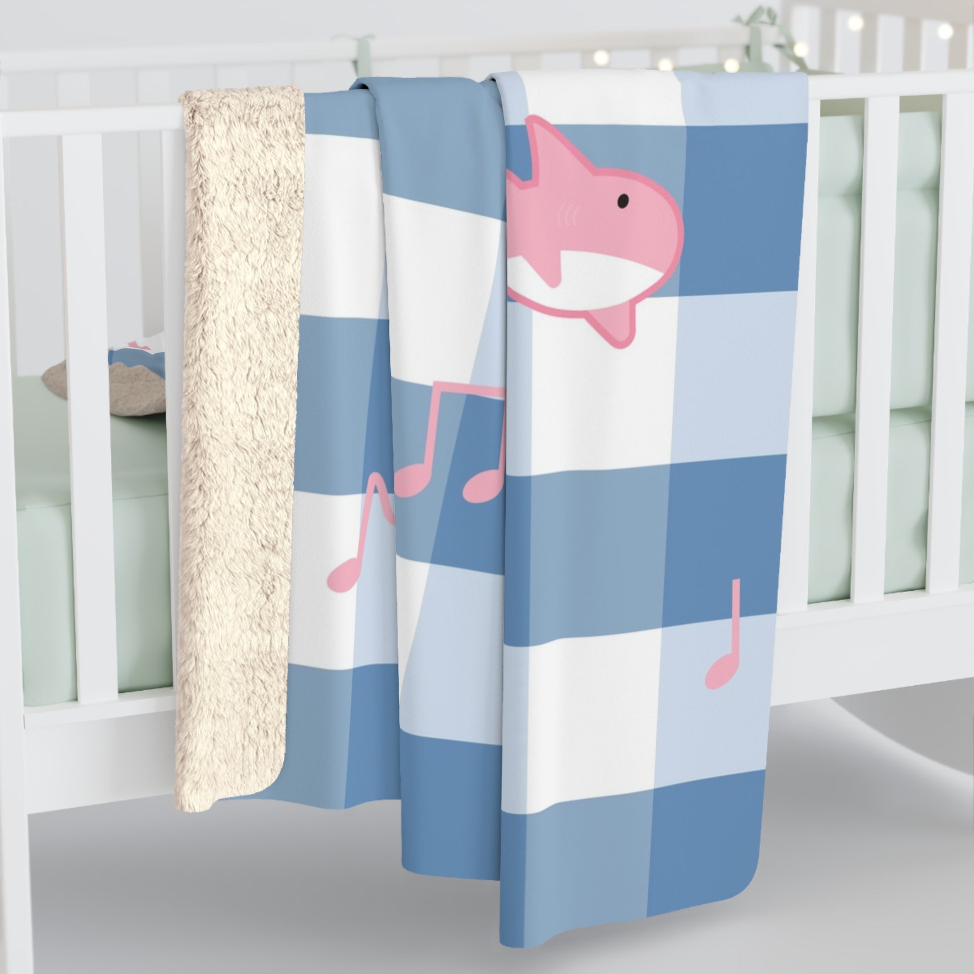 Music Shark Sherpa Fleece Blanket, Artsulli - Art is Long, Life is Short, Home Decor, , , , , , , 
