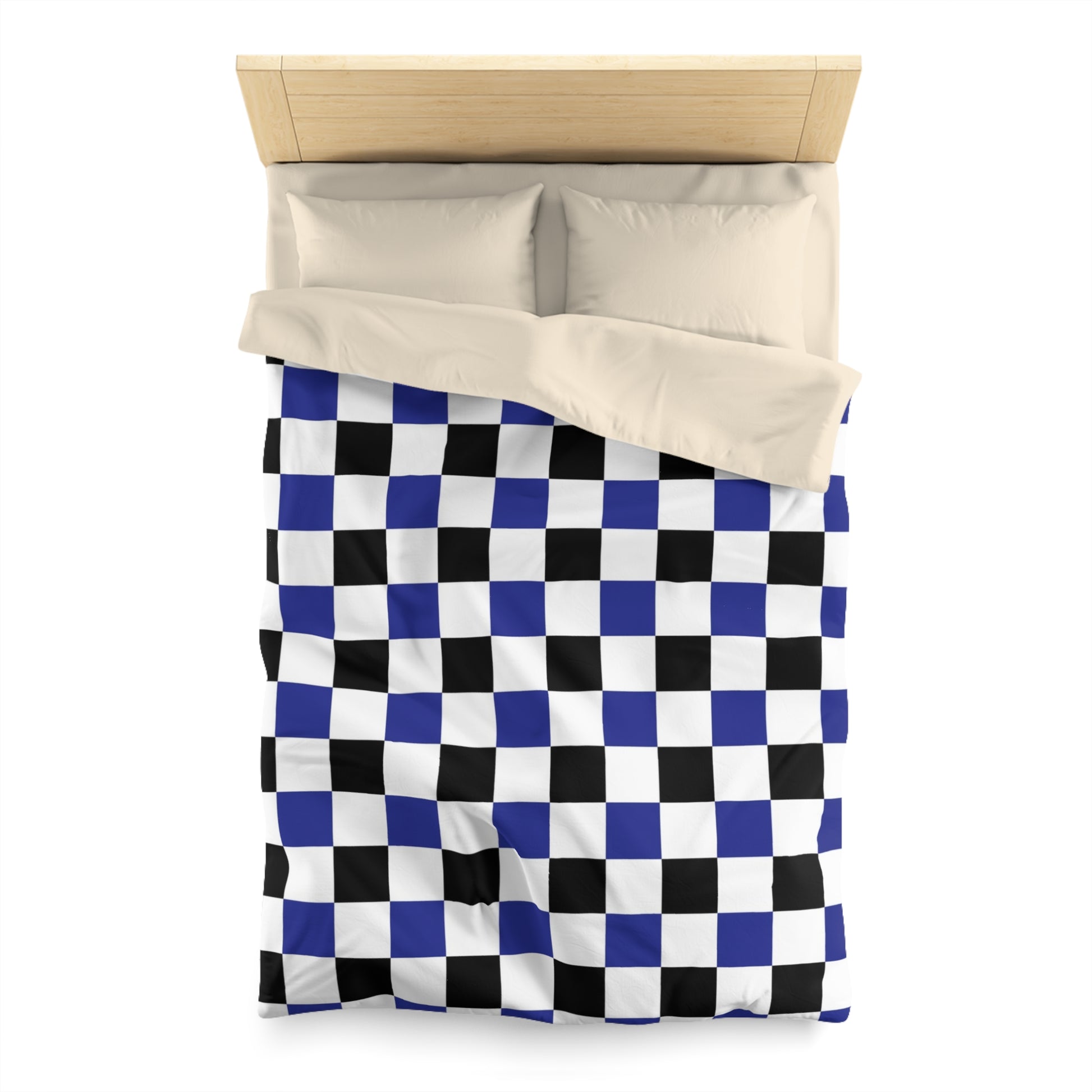 Checkerboard Blue White and Black Microfiber Duvet Cover, Artsulli - Art is Long, Life is Short, Home Decor, , , , , , , 