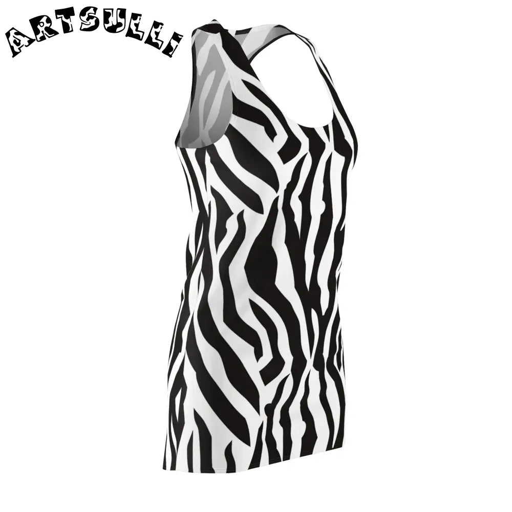 JAKKOUTTHEBXX Black and White Zebra Illustration Printed Racerback