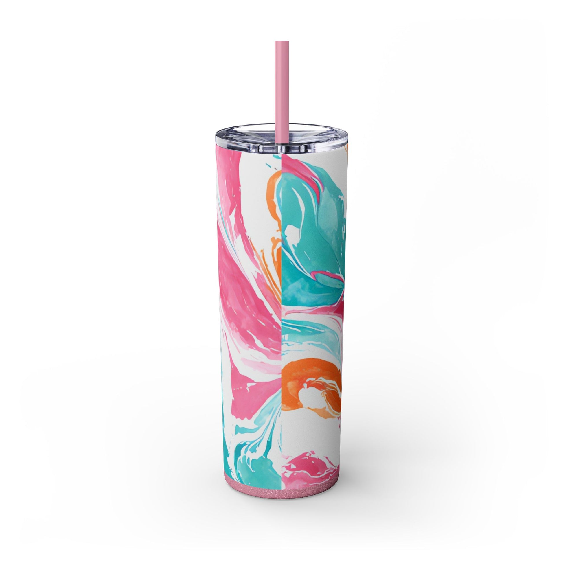 Liquid Pastel Spill Multi-Color Skinny Tumbler with Straw, 20oz, Artsulli - Art is Long, Life is Short, Mug, , , , , , , 