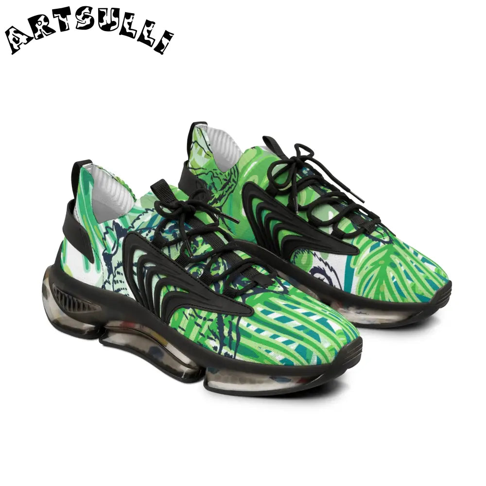 JAKKOUTTHEBXX Tropical Jungle Tigers Lime Green Men’s Mesh Sneakers