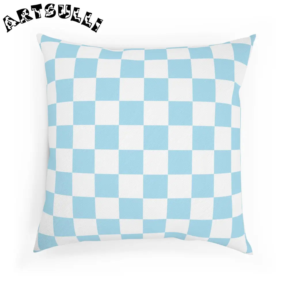 JAKKOUTTHEBXX Checkerboard Sky Blue Cushion JAKKOUTTHEBXX Artsulli