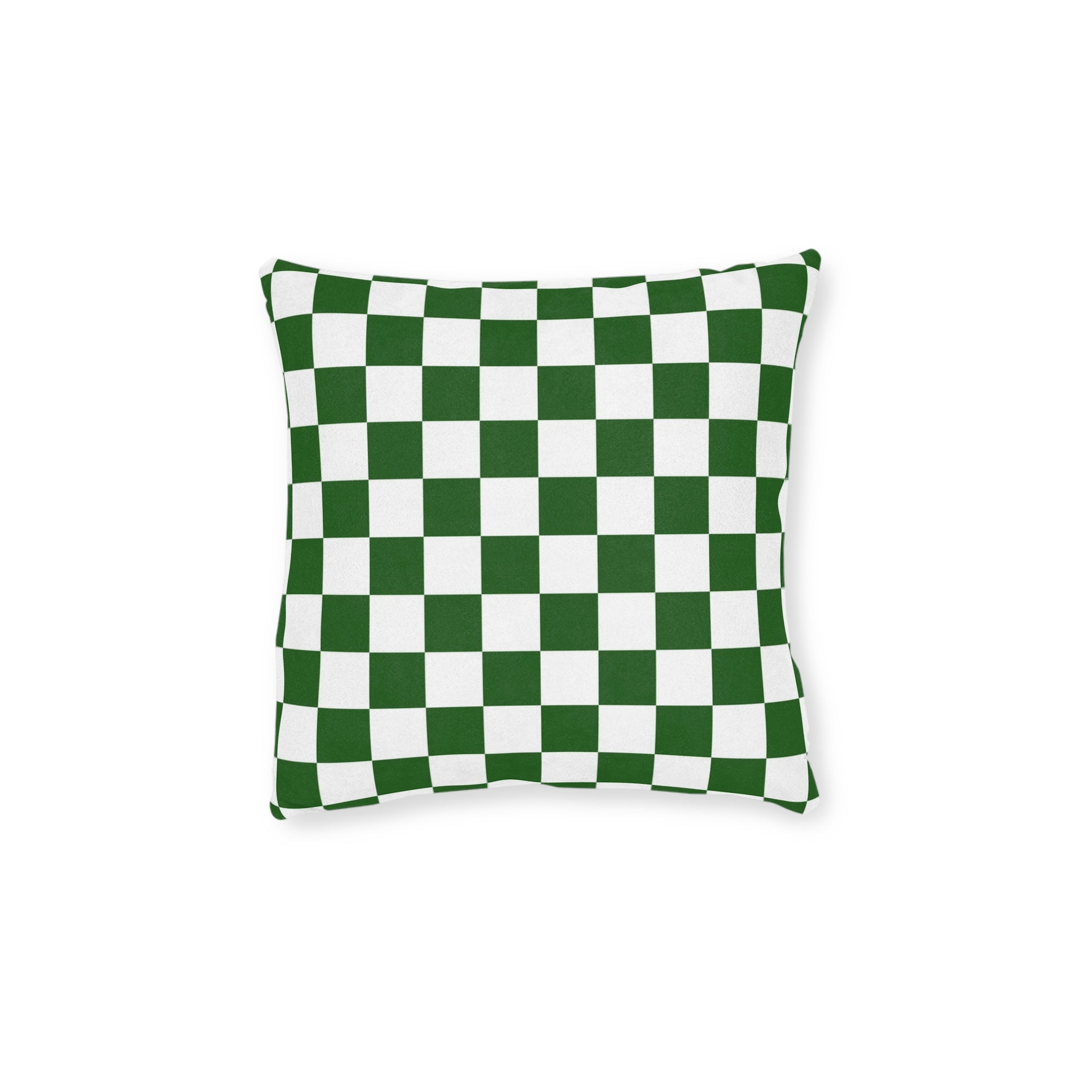 Checkerboard White and Dark Green Square Pillow, Artsulli - Art is Long, Life is Short, Home Decor, Size, 12" × 12", , , , , 95582418817413670226