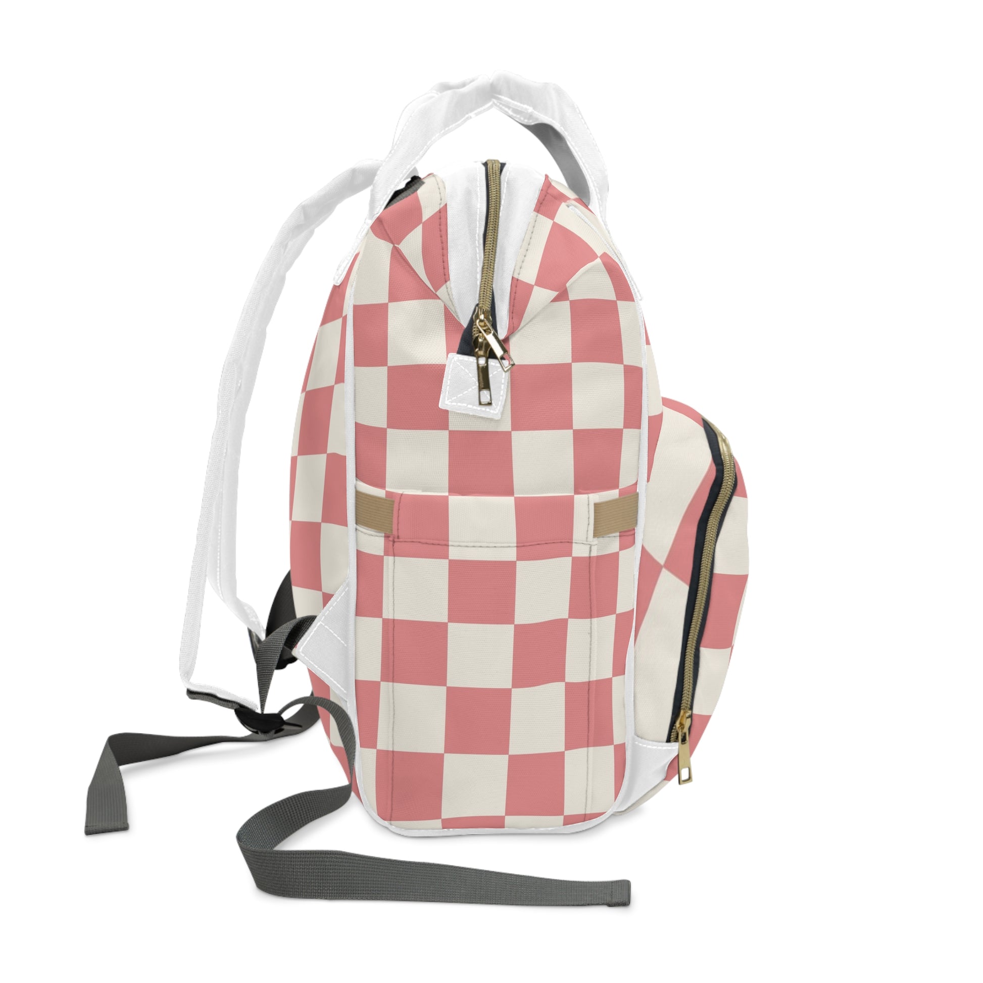 Retro Checkered Grassland Sprites Multifunctional Diaper Backpack, Artsulli - Art is Long, Life is Short, Bags, , , , , , , 