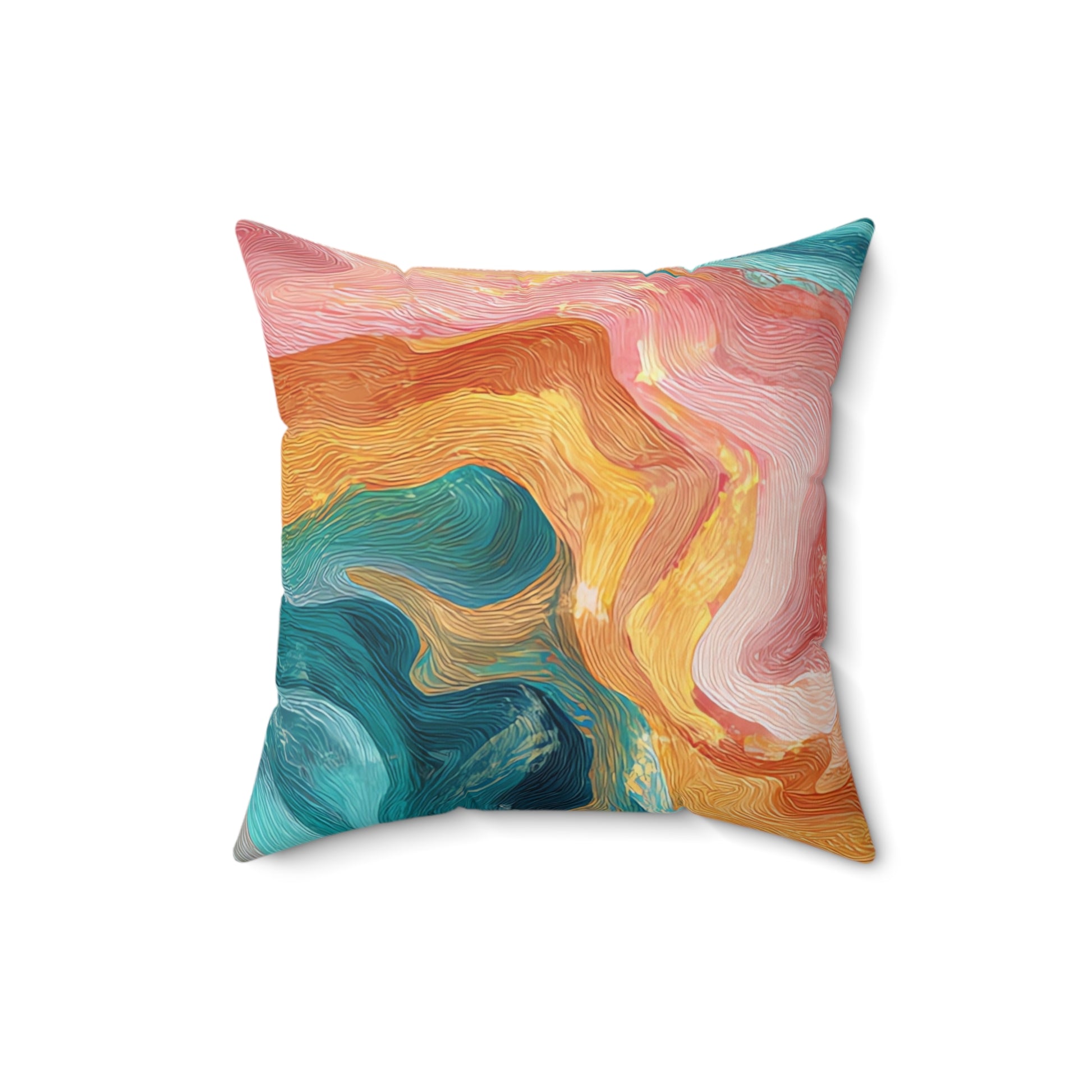 Liquid Marble Spill Spun Polyester Square Pillow, Artsulli - Art is Long, Life is Short, Home Decor, Size, 16" × 16", , , , , 44381709954106101017