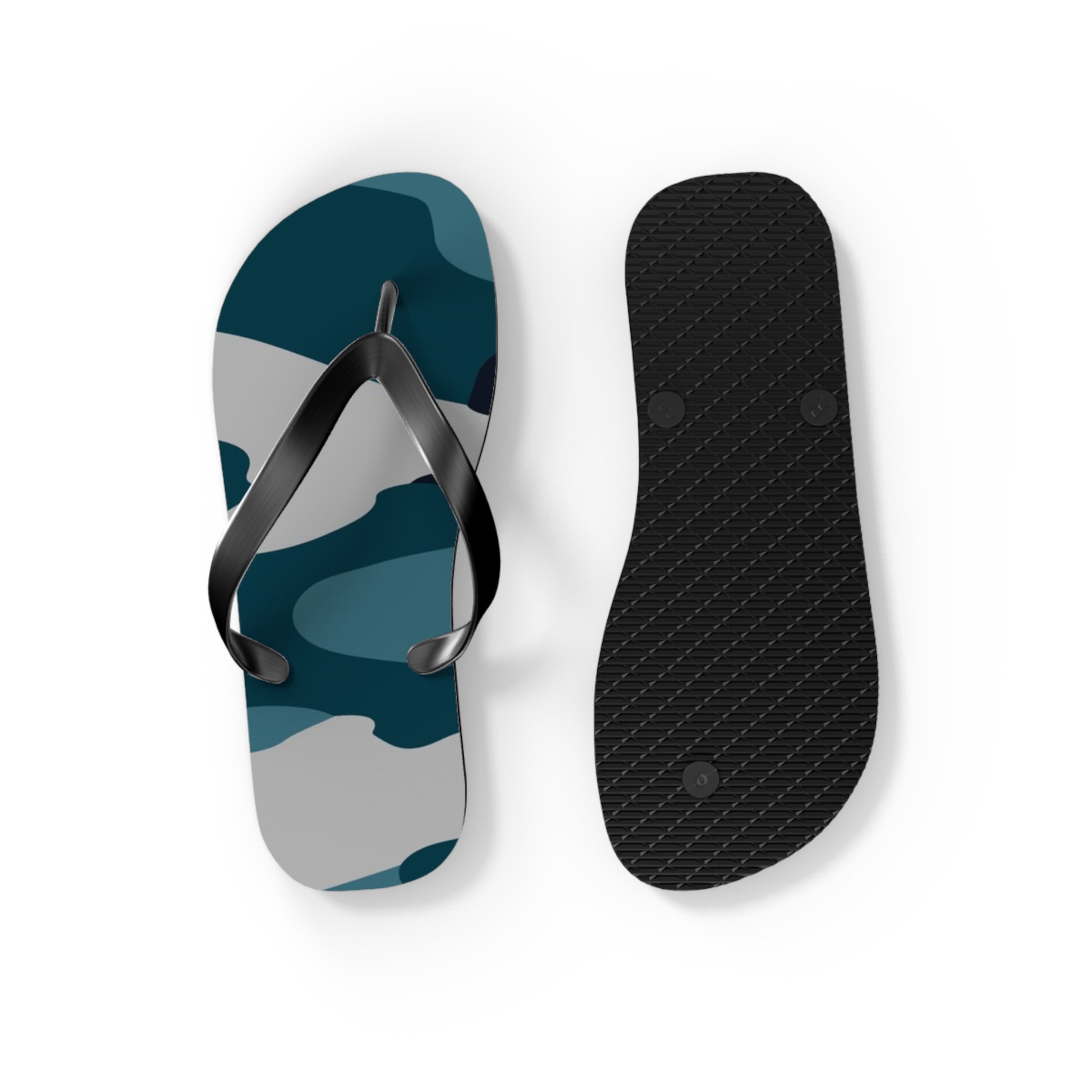 Blue Camouflage Flip Flops, Artsulli - Art is Long, Life is Short, Shoes, , , , , , , 