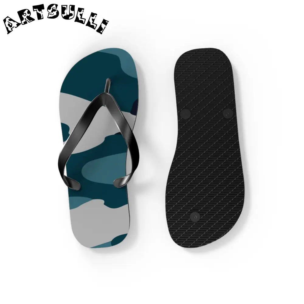 JAKKOUTTHEBXX Blue Camouflage Flip Flops JAKKOUTTHEBXX Artsulli