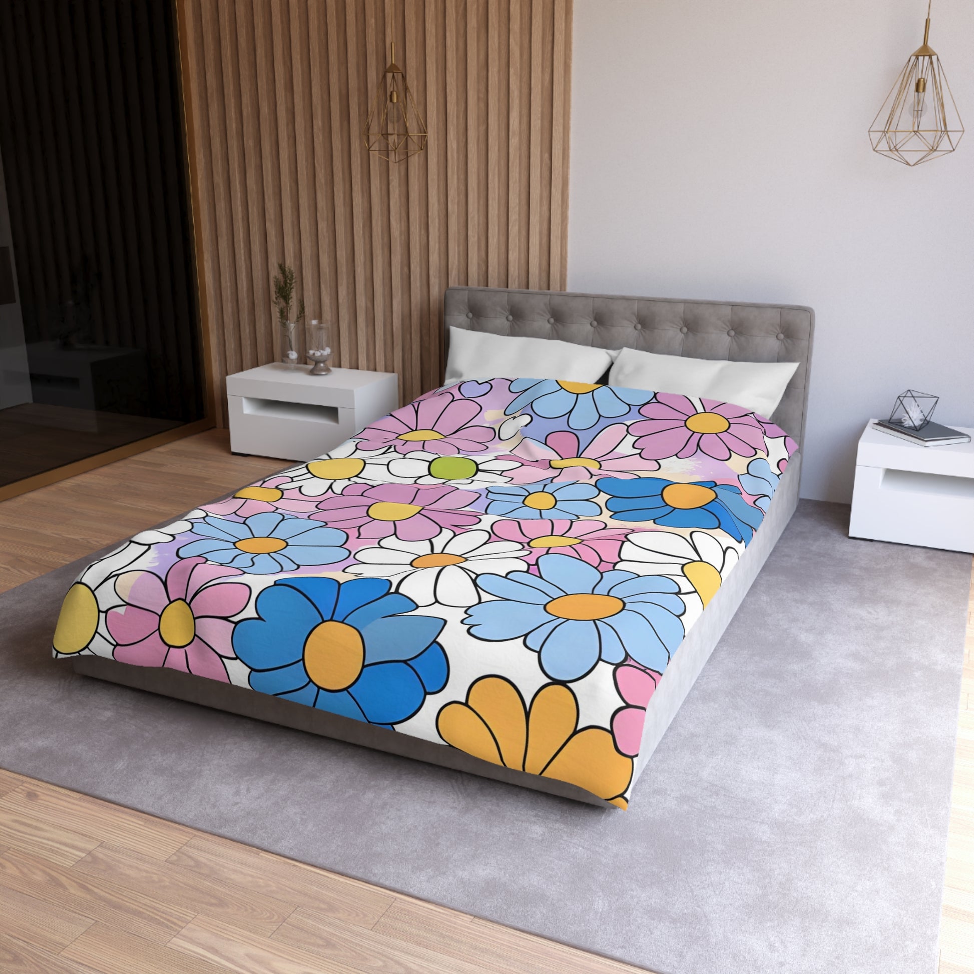 Flower Hour Purple and Blue Microfiber Duvet Cover, Artsulli - Art is Long, Life is Short, Home Decor, , , , , , , 