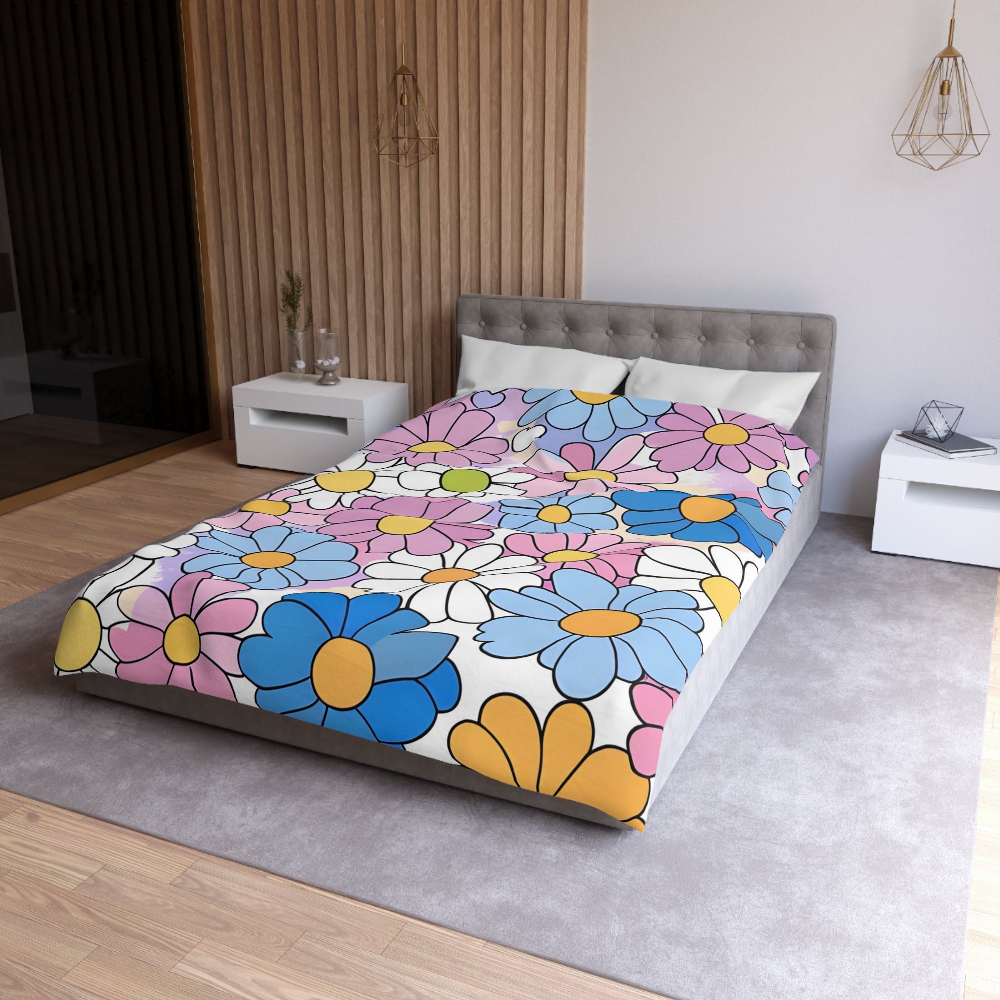 Flower Hour Purple and Blue Microfiber Duvet Cover, Artsulli - Art is Long, Life is Short, Home Decor, , , , , , , 