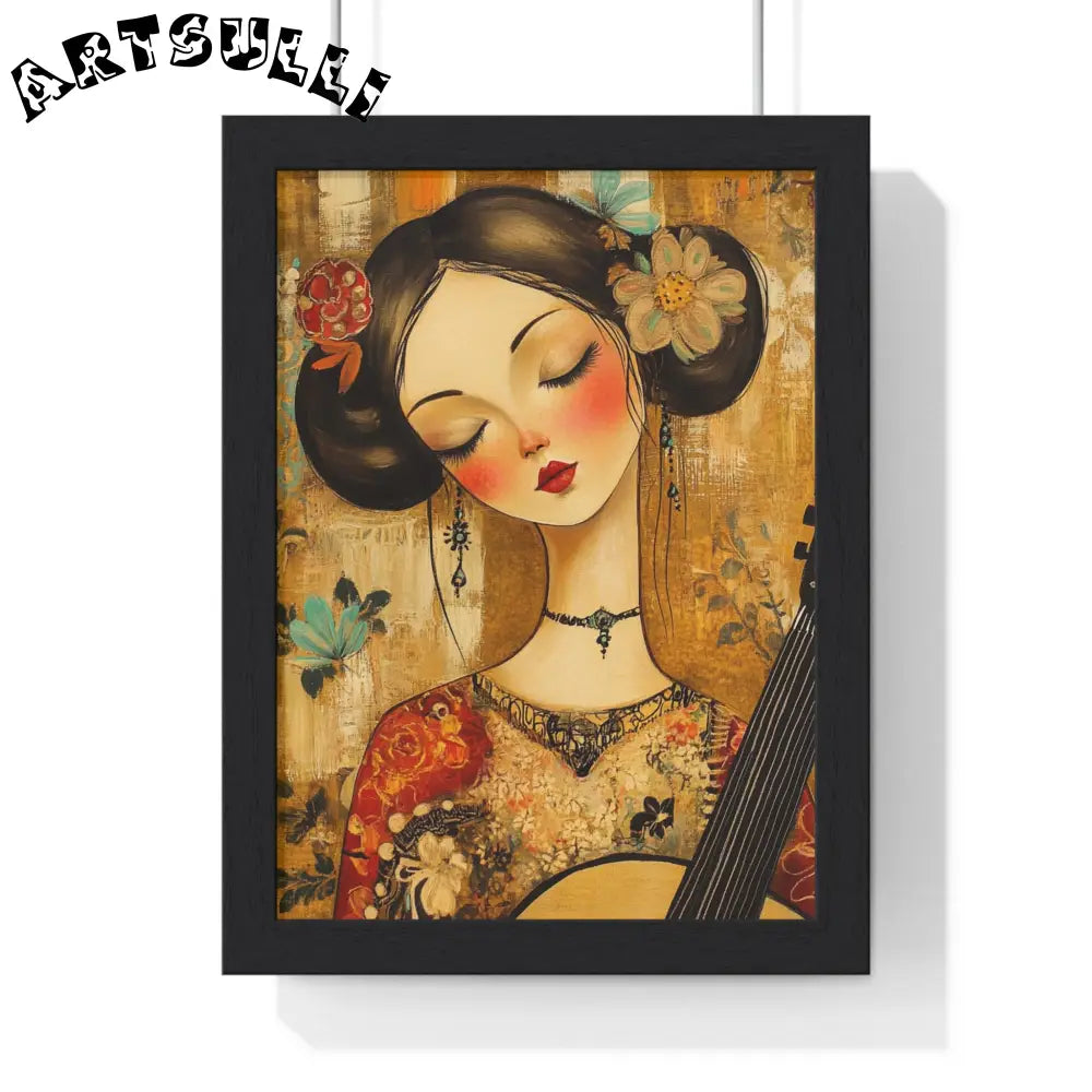 Woman With A Guitar Vertical Framed Poster, Artsulli - Art is Long, Life is Short, Poster, Size, 8" x 11", Color, Black, , , 51564220592602400781