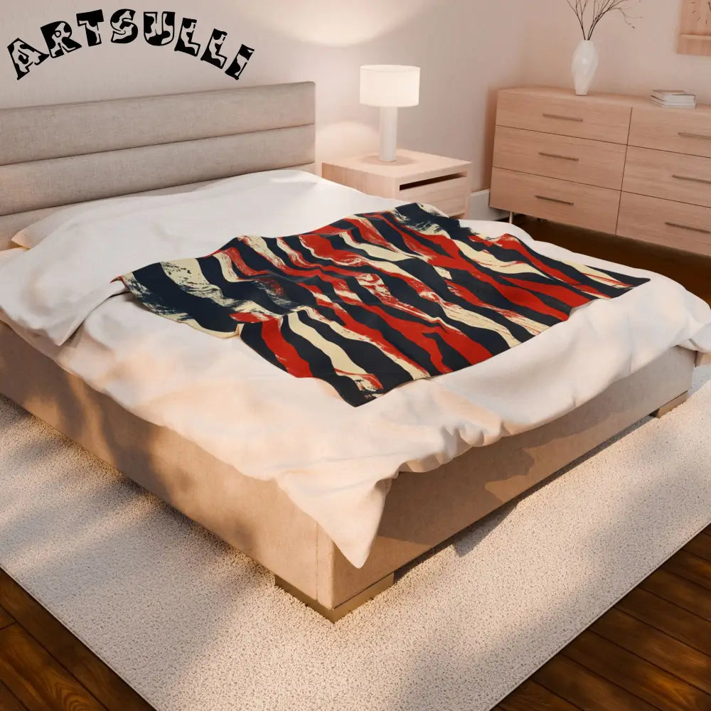 JAKKOUTTHEBXX Capricious Tiger Wave Velveteen Plush Blanket