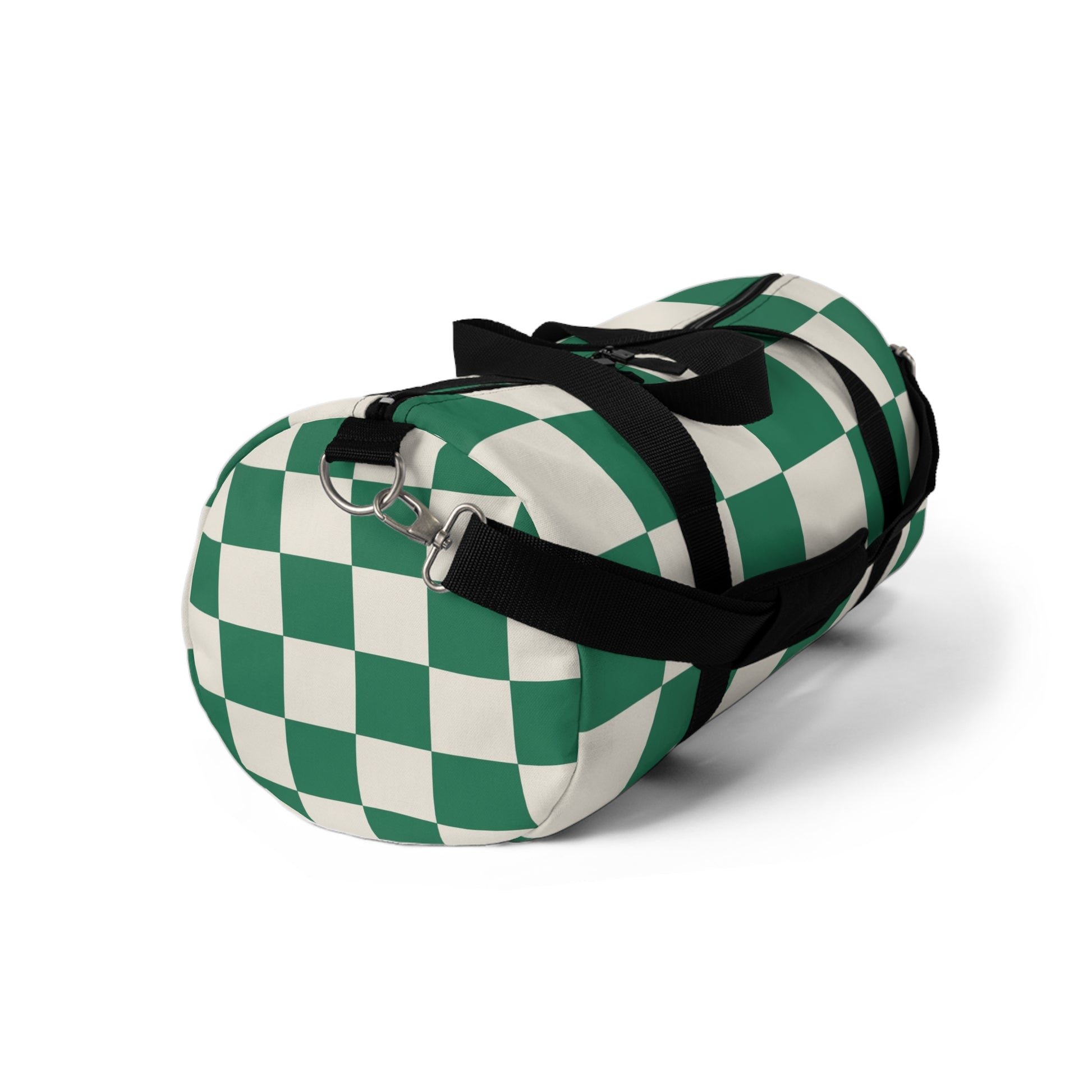 Checkerboard Dark Green Duffel Bag, Artsulli - Art is Long, Life is Short, Bags, , , , , , , 