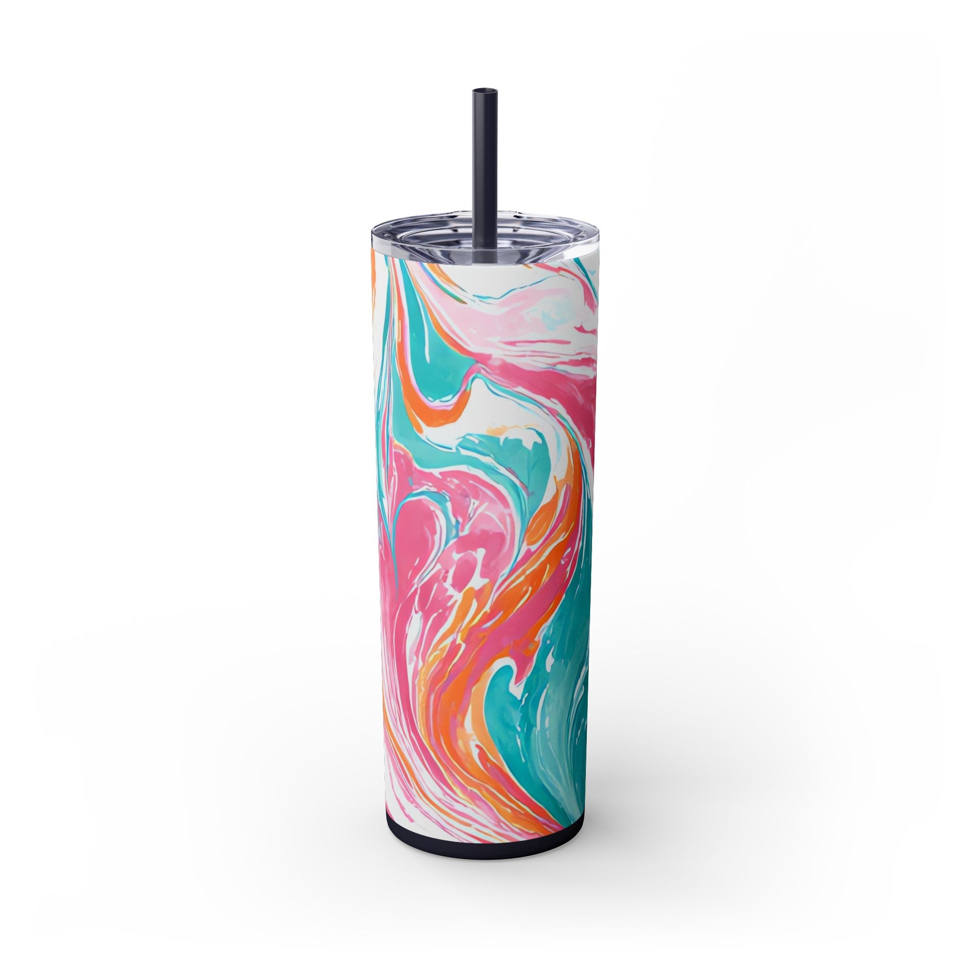 Liquid Pastel Spill Multi-Color Skinny Tumbler with Straw, 20oz, Artsulli - Art is Long, Life is Short, Mug, , , , , , , 
