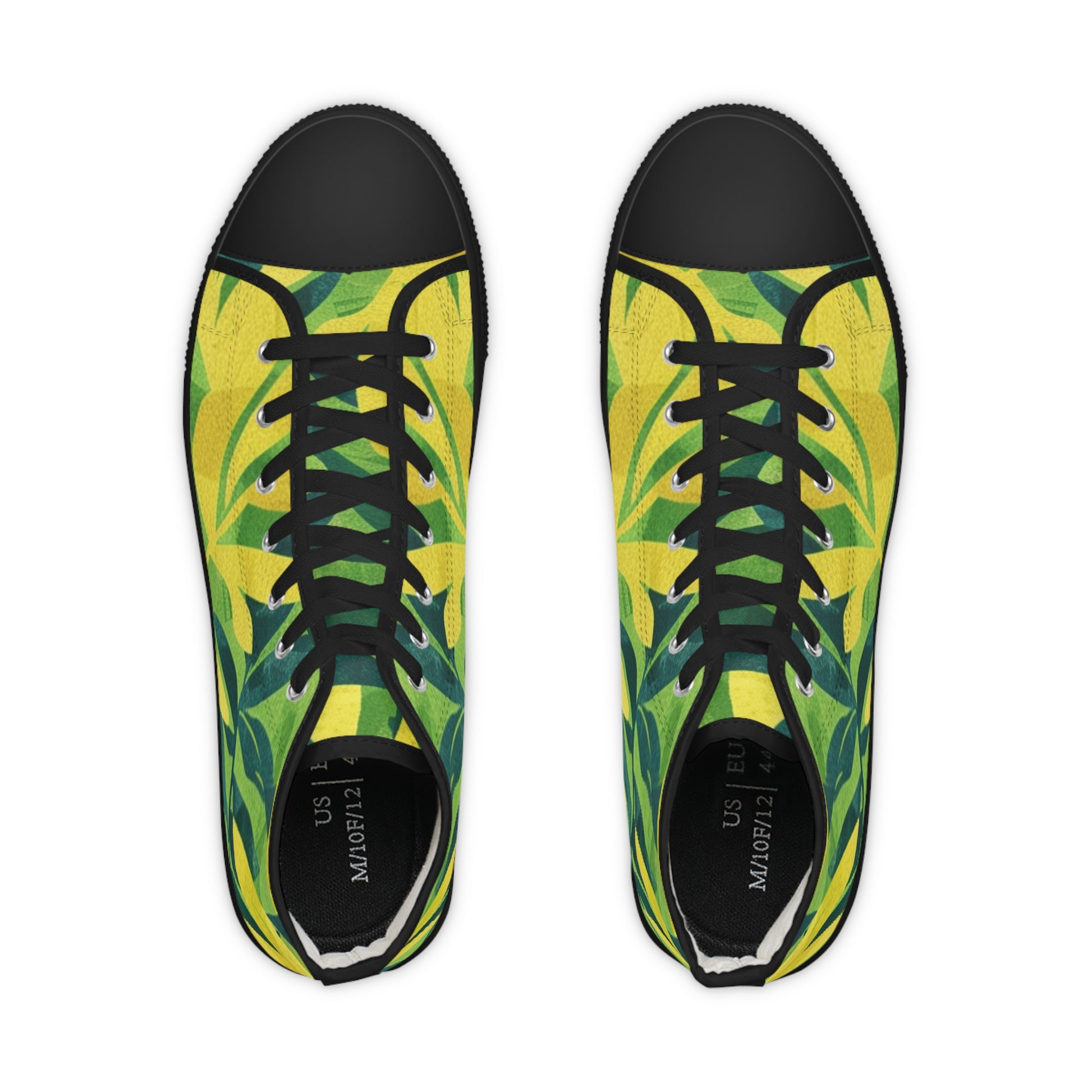 Green Leaf x Yellow Leaf x Tropical x Jungle Men's High Top Sneakers, Artsulli - Art is Long, Life is Short, Shoes, , , , , , , 