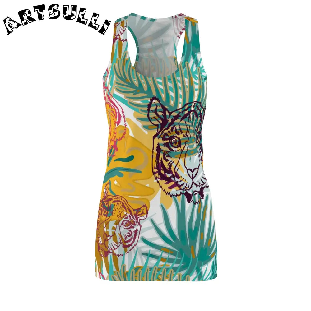 JAKKOUTTHEBXX Tropical Jungle Tigers Brown and Green Women’s Cut &