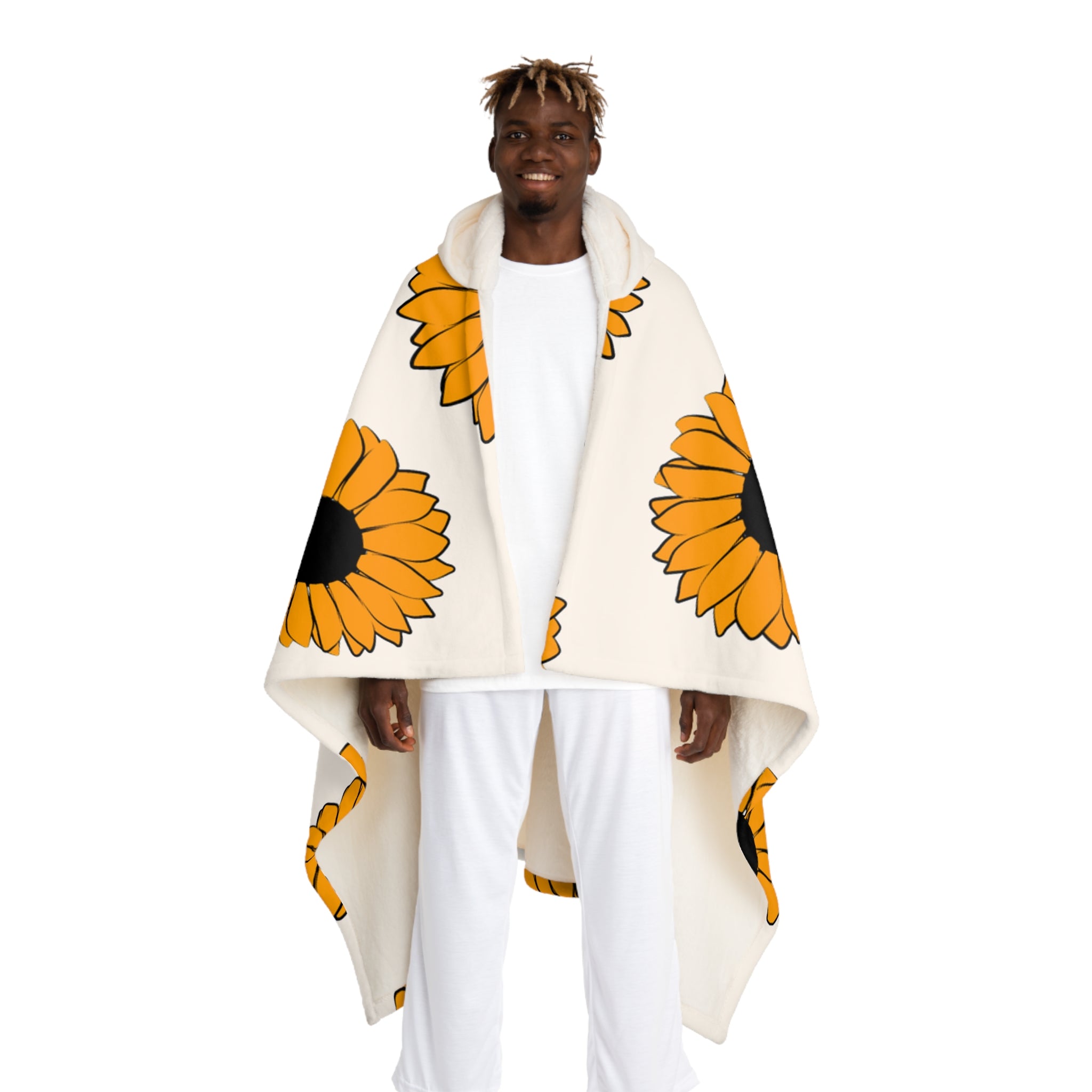 Sunflowers Hooded Sherpa Fleece Blanket, Artsulli - Art is Long, Life is Short, All Over Prints, Size, One size, Color, Cream, , , 12055148346988