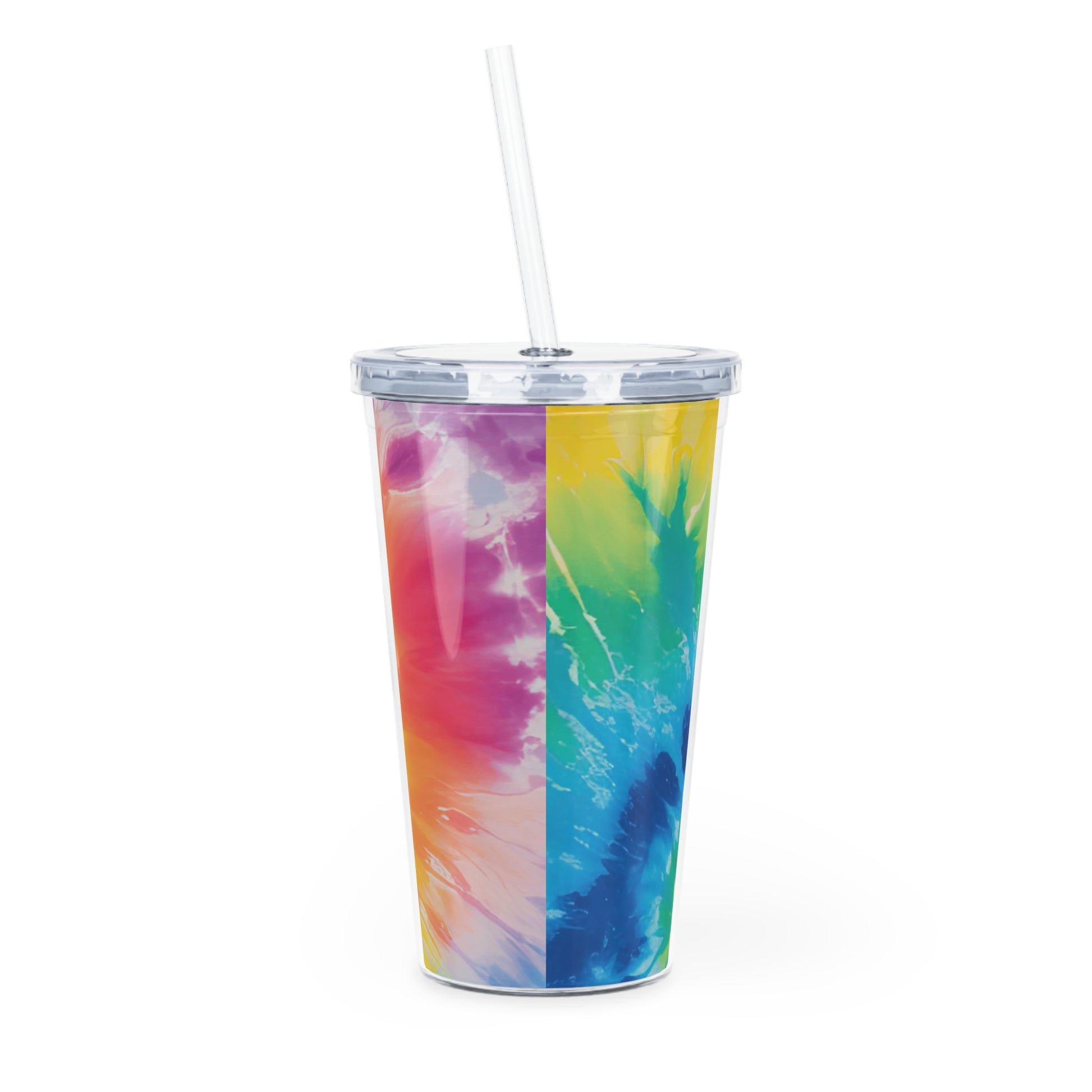 Tie Dye Plastic Tumbler with Straw, Artsulli - Art is Long, Life is Short, Mug, , , , , , , 