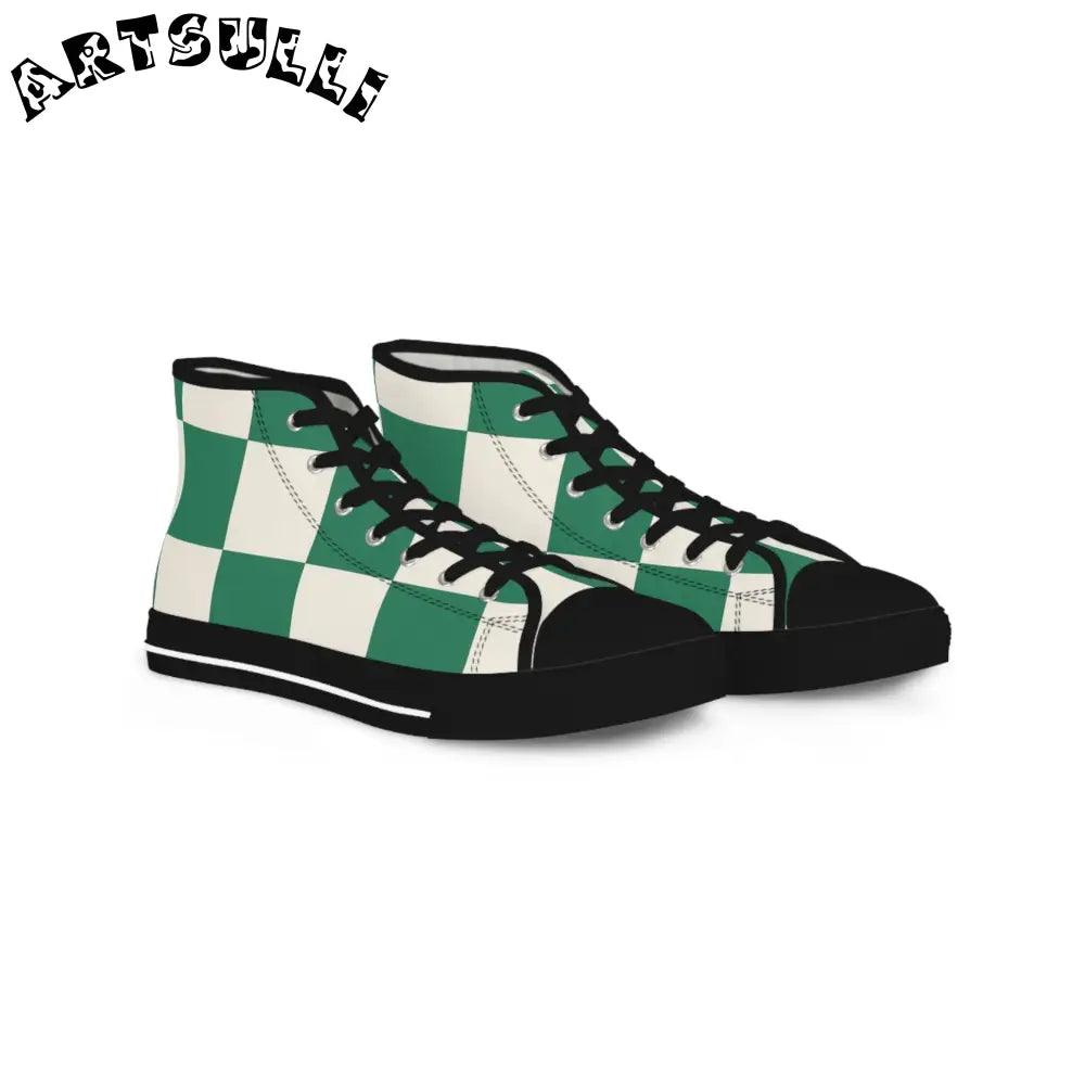 JAKKOUTTHEBXX Checkerboard Dark Green Men’s High Top Sneakers