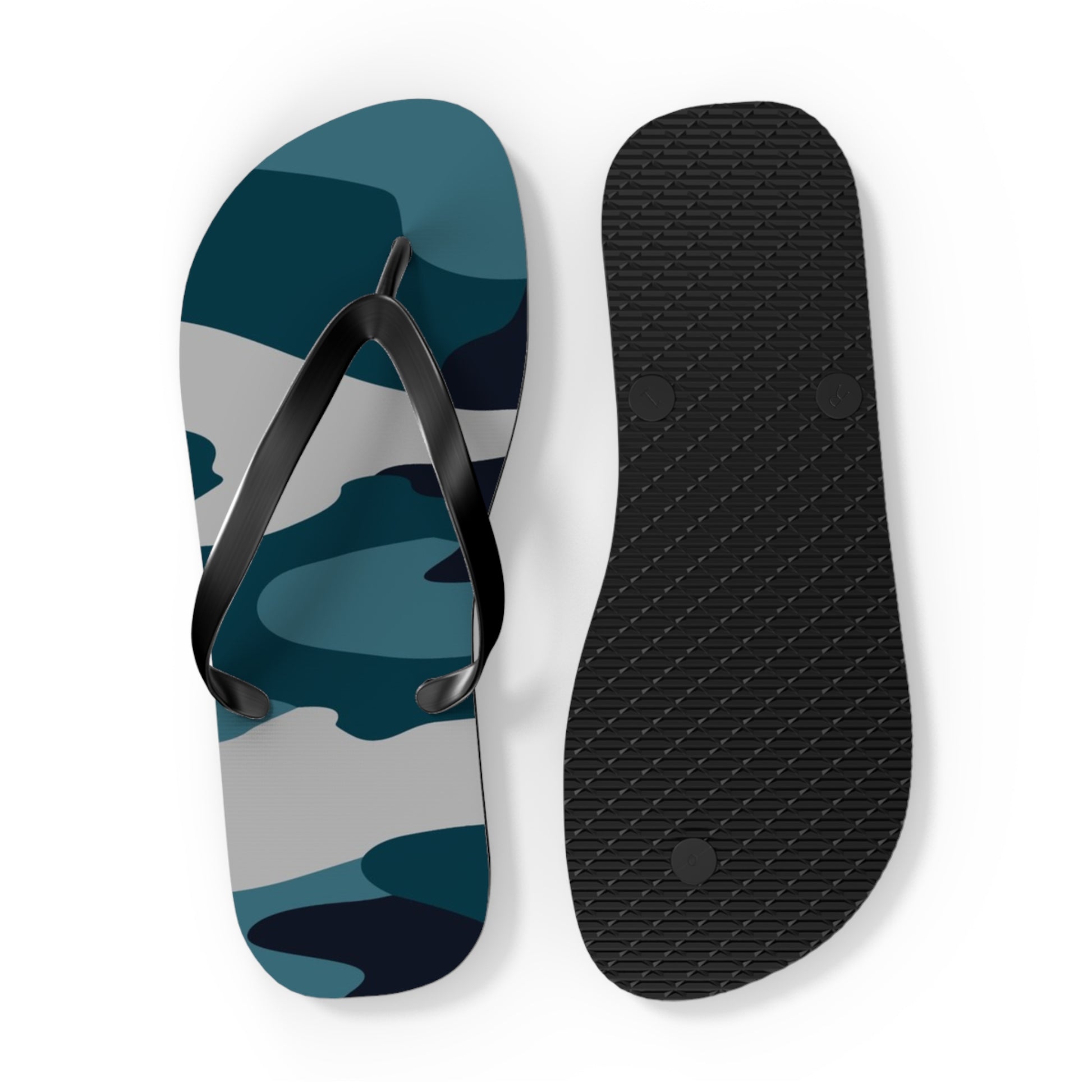 Blue Camouflage Flip Flops, Artsulli - Art is Long, Life is Short, Shoes, , , , , , , 