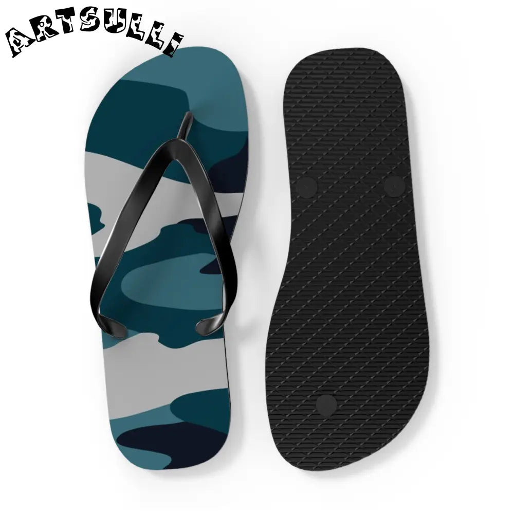 JAKKOUTTHEBXX Blue Camouflage Flip Flops JAKKOUTTHEBXX Artsulli