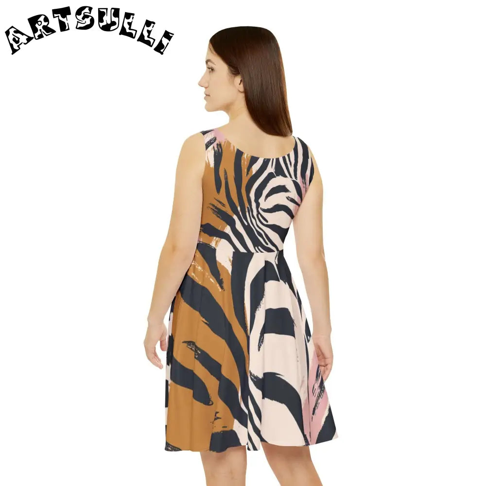 JAKKOUTTHEBXX Abstract Animal Print Sleeveless Skater Dress