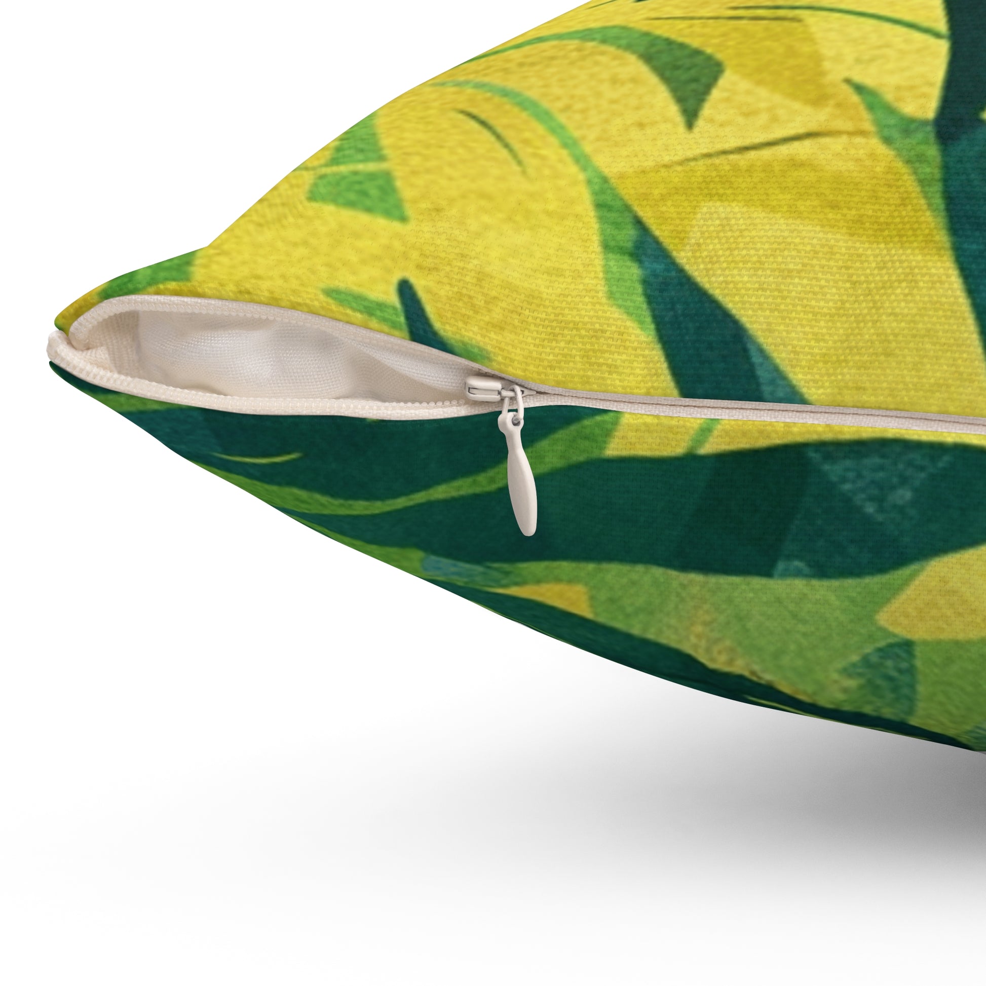 Green Leaf x Yellow Leaf x Tropical x Jungle Spun Polyester Square Pillow, Artsulli - Art is Long, Life is Short, Home Decor, , , , , , , 