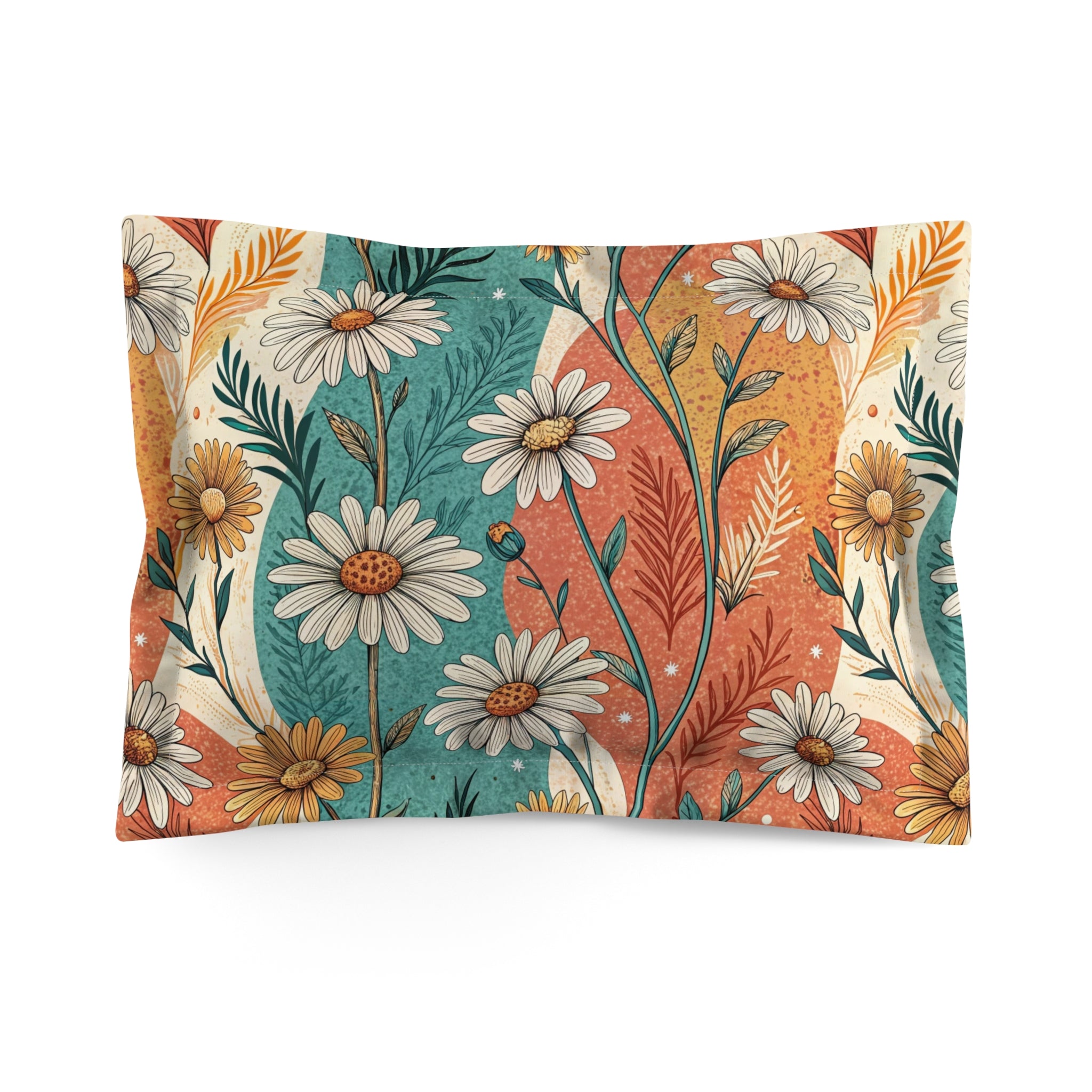 Retro Daisy Dream Microfiber Pillow Sham, Artsulli - Art is Long, Life is Short, Home Decor, Size, Standard, , , , , 24853527799442955954