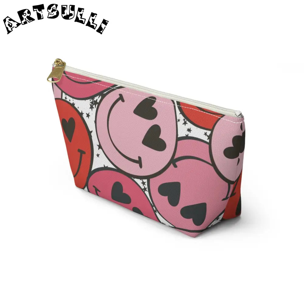 JAKKOUTTHEBXX Smiley Face x Heart Eyes Pink and Red Accessory Pouch