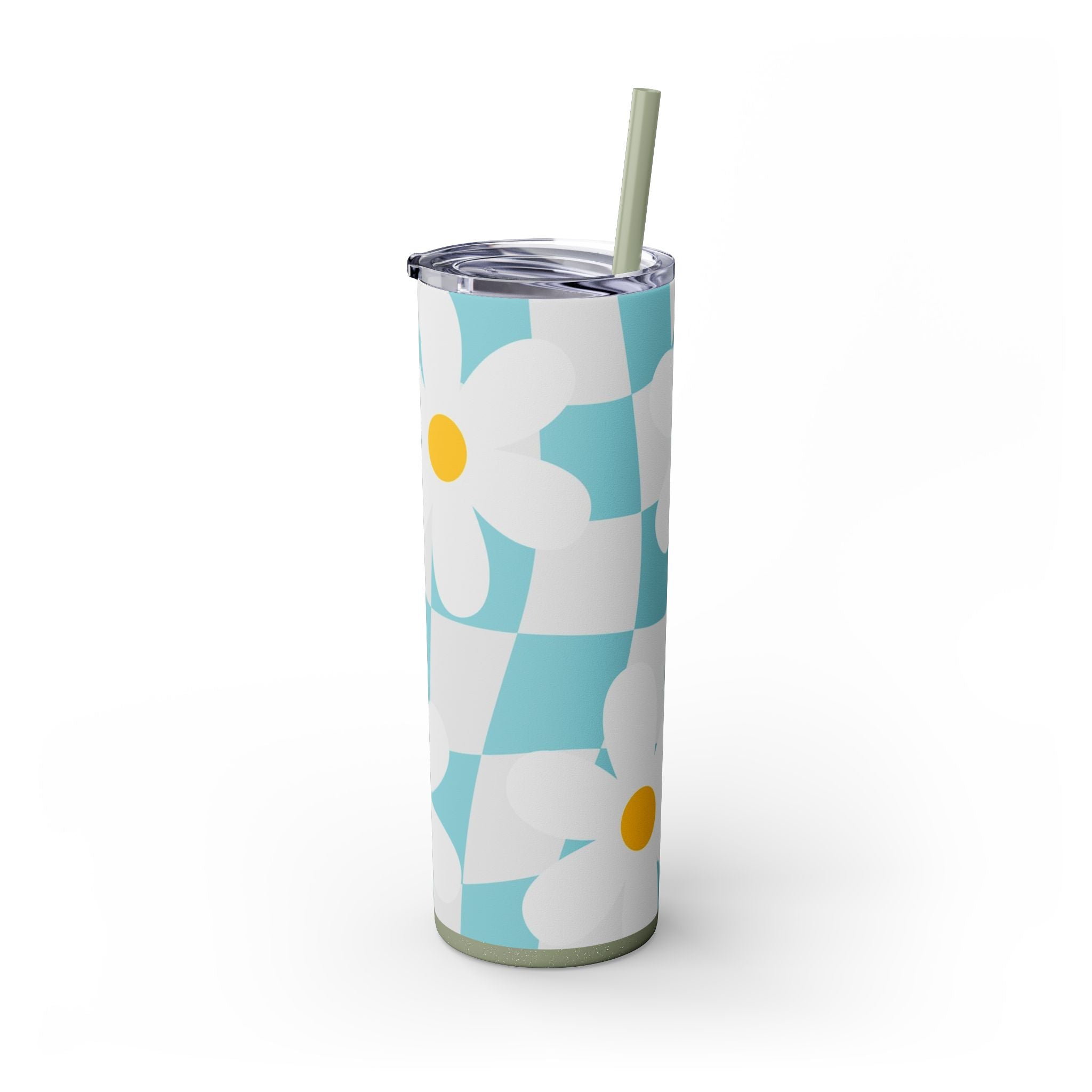Trippy Check Garden Skinny Tumbler with Straw, 20oz, Artsulli - Art is Long, Life is Short, Mug, , , , , , , 